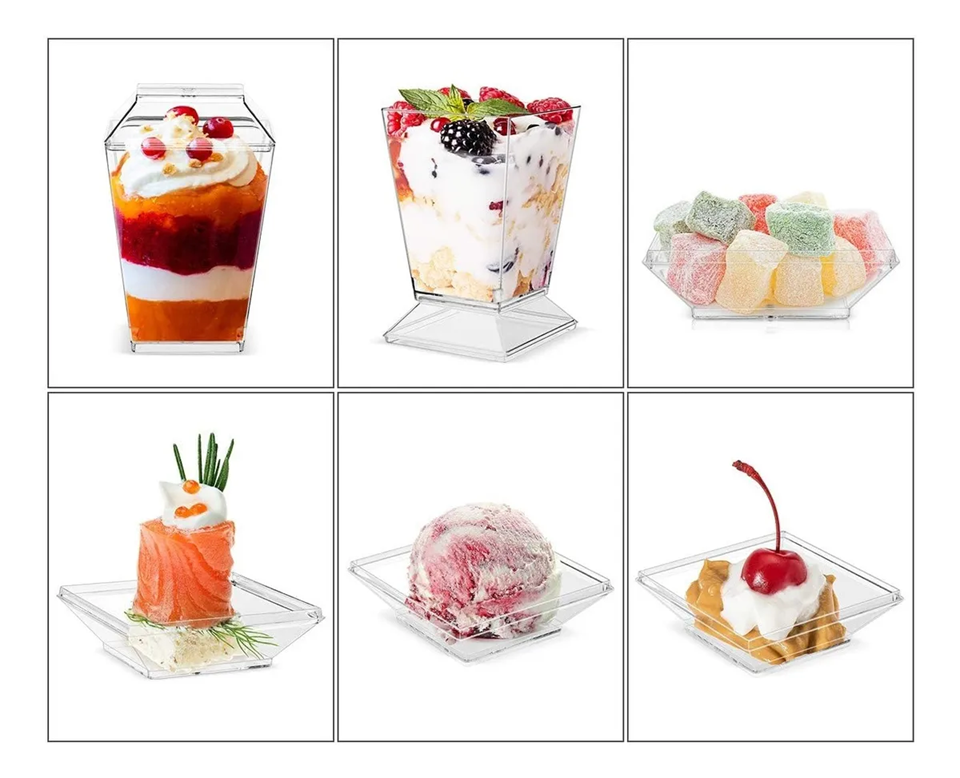 40 Vasos Para Postres Set De Vasos Shot Postres C/tapa 220ml Transparente-3