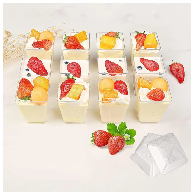 40 Vasos Para Postres Set De Vasos Shot Postres C/tapa 220ml Transparente-4