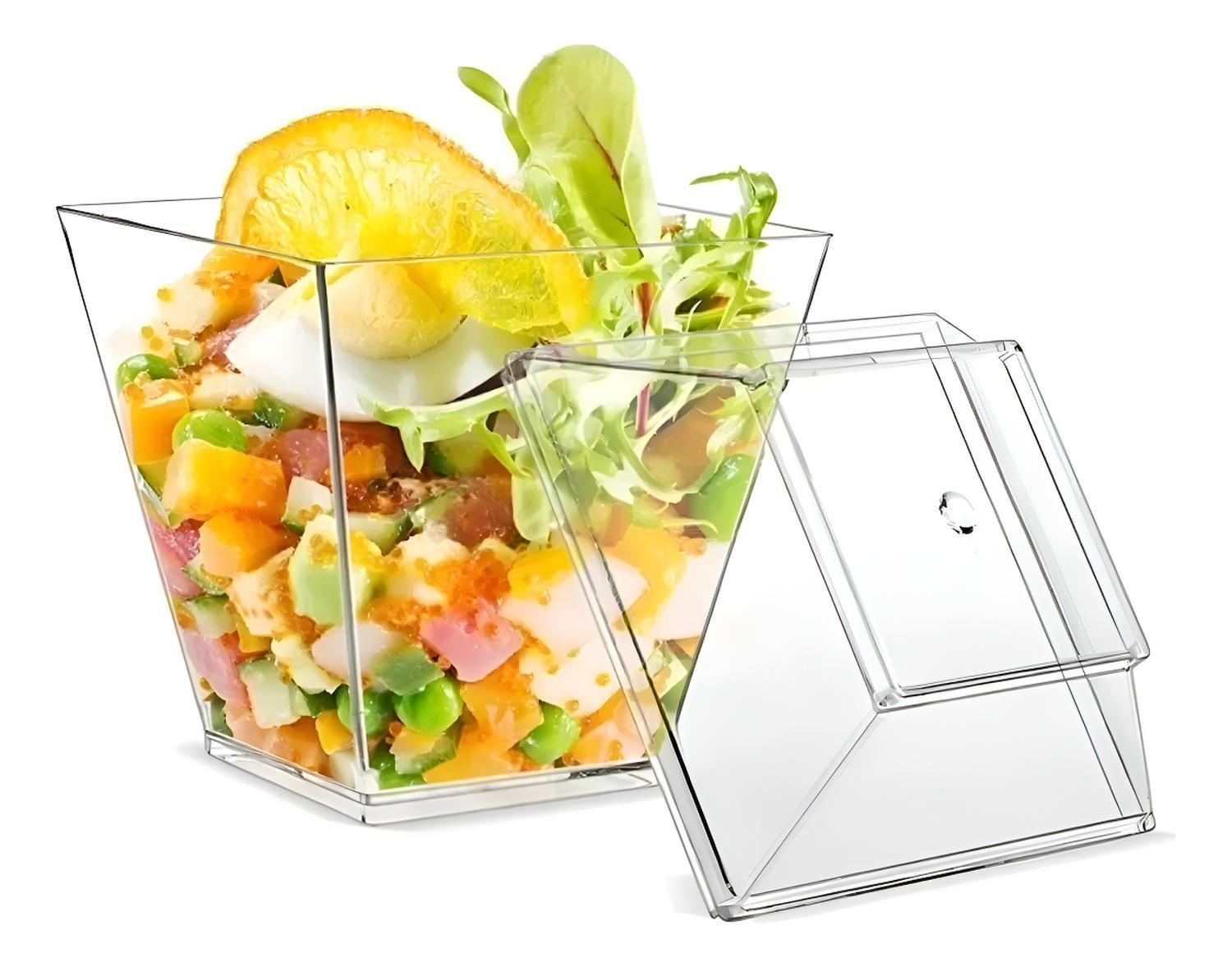Vasos Acrílico 220ml Con Tapa Transparentes Pack 40 Pastelería Cl Para Postres-0