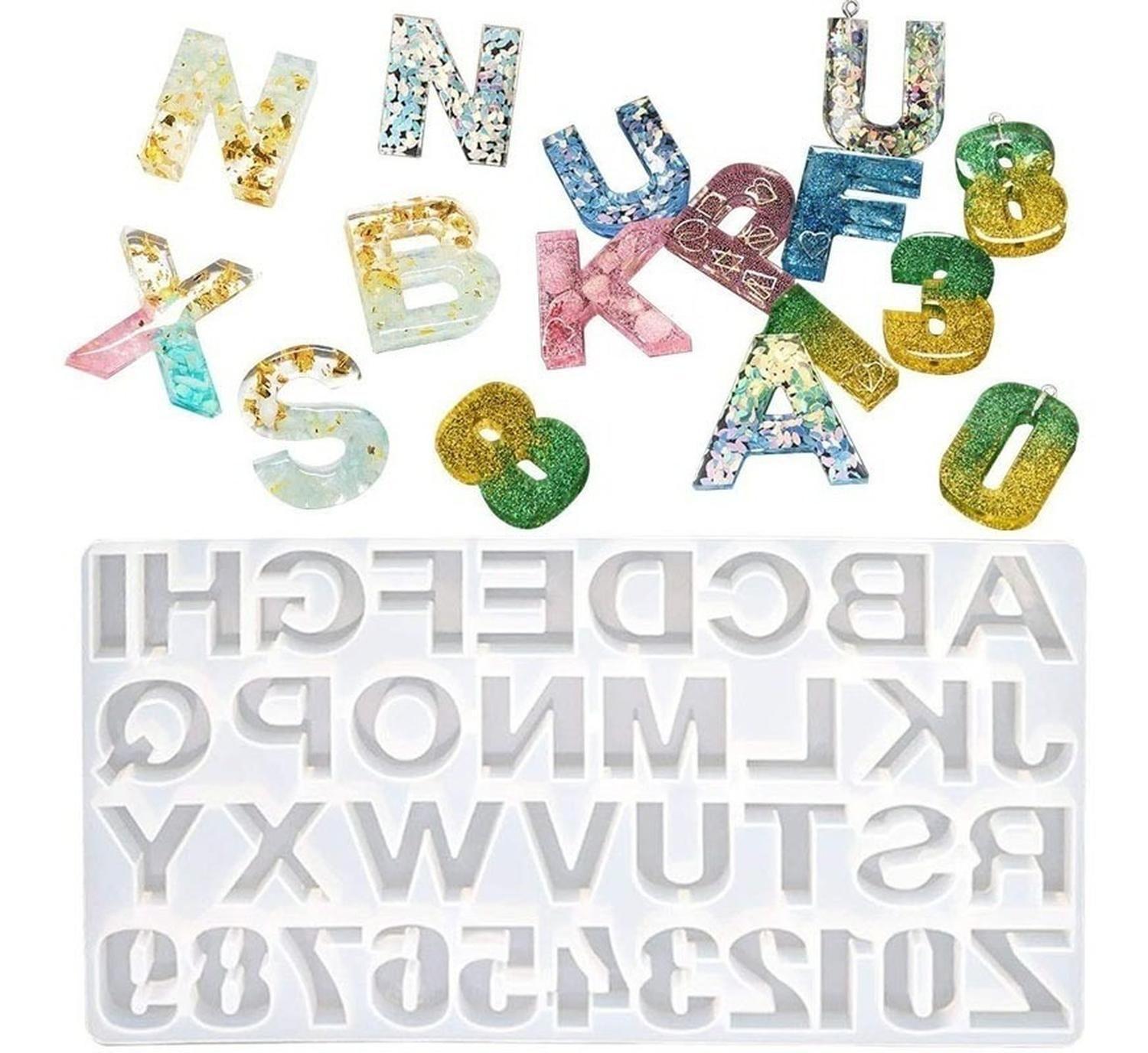 X2 Molde De Silicona Letras Moldes Silicona Resina 36cavid Blanco-7