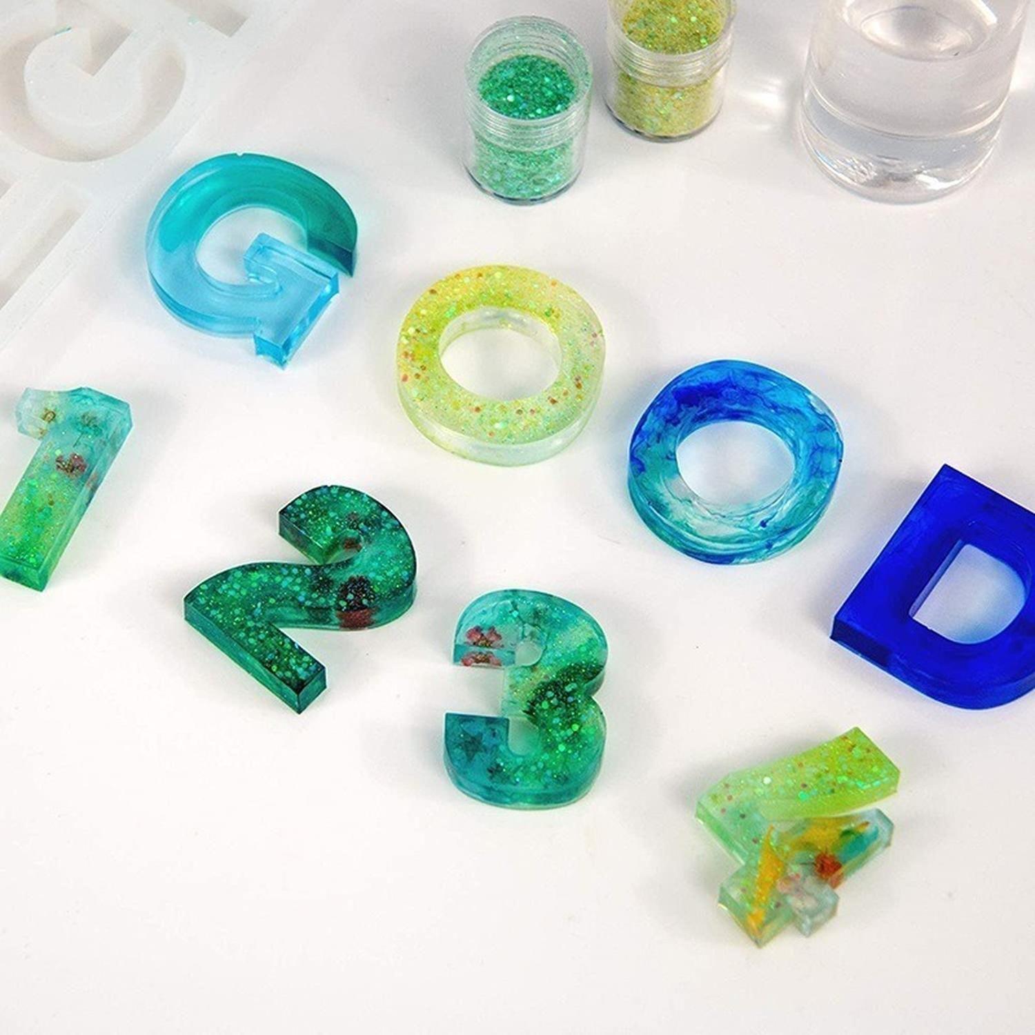 X2 Molde De Silicona Letras Moldes Silicona Resina 36cavid Blanco-8