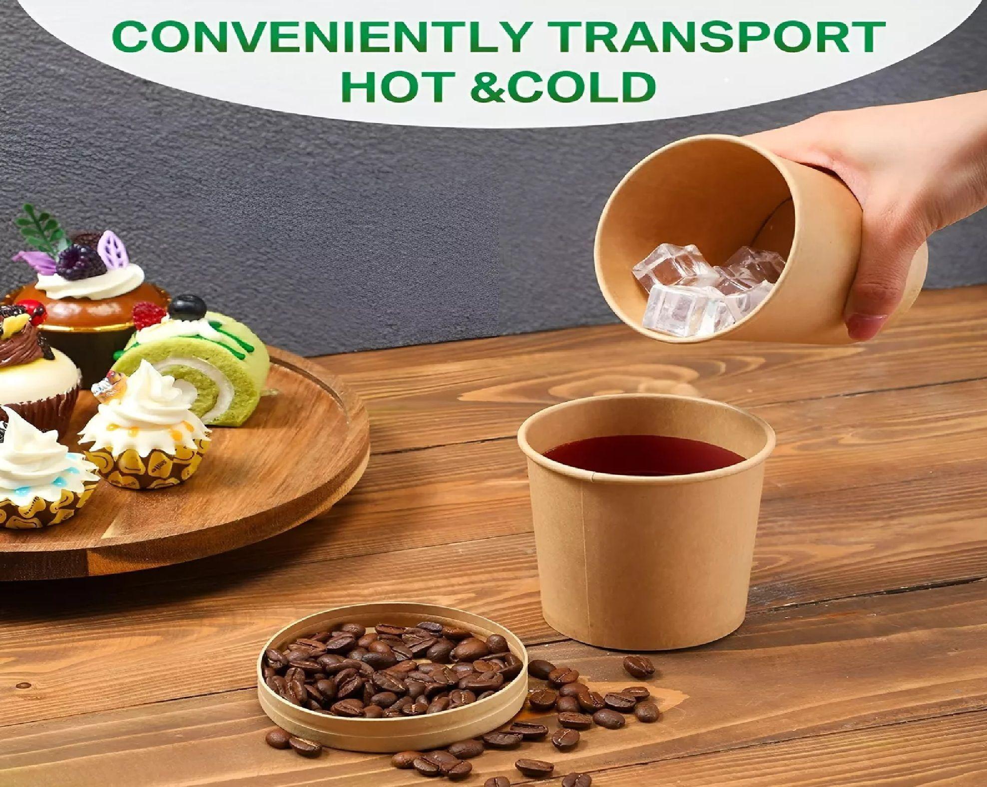 25 Pote Kraft Contenedor De Alimentos Pote Sopa C/tapa 16oz-4