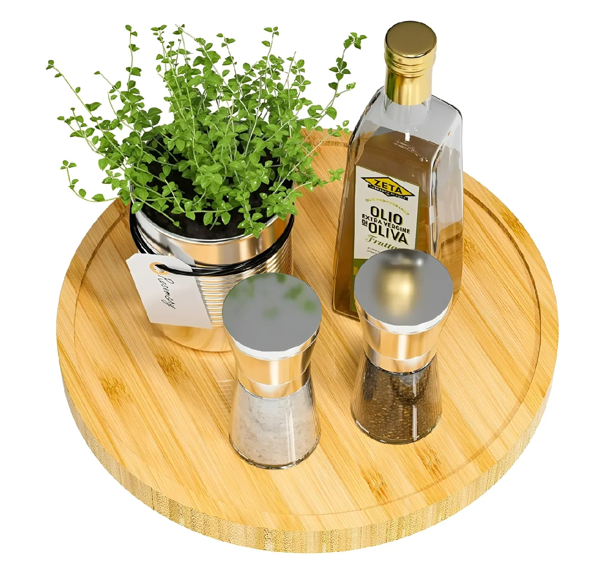 Bandejas Para Servir Bandeja Bambu Bandejas Redondas 33cm-5