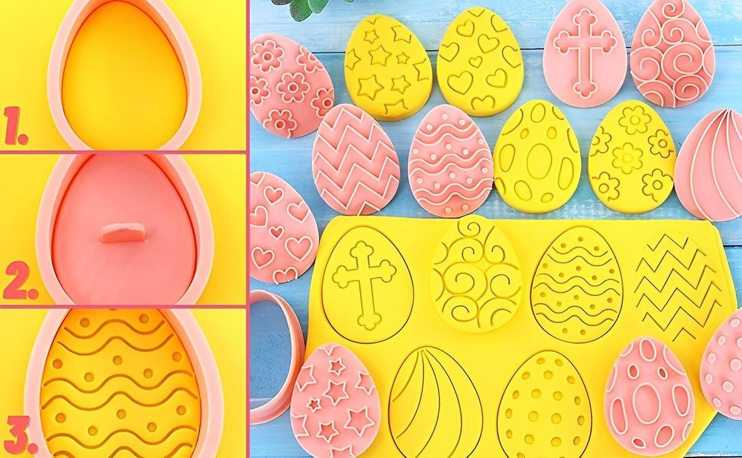 Cortador Galleta Huevos Pascua Cortadores Galletas Moldes Rosa-4