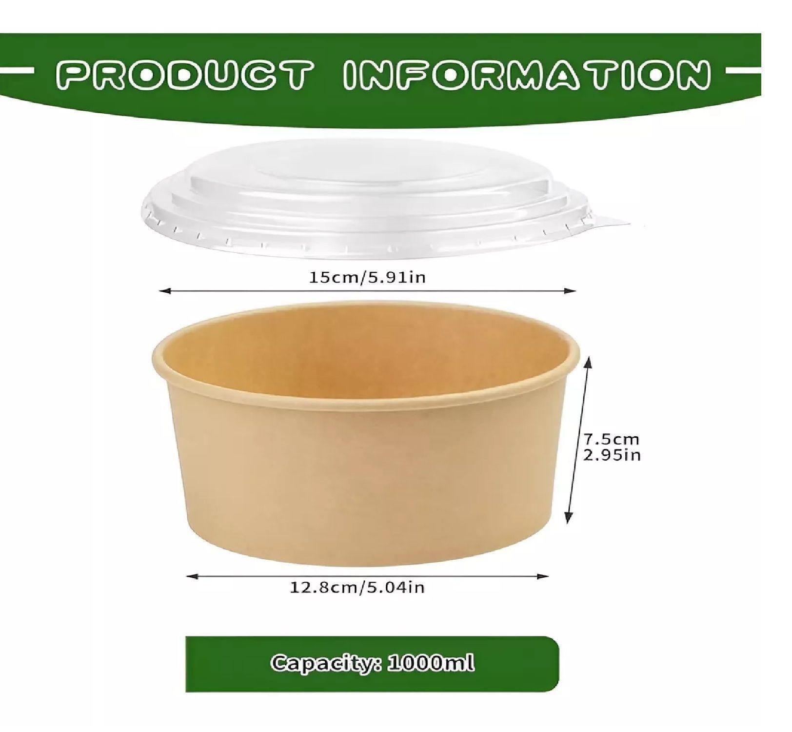 50 Bowl Con Tapa Bowls Plastico Bowl Kraft Envases 1000 Cc-2