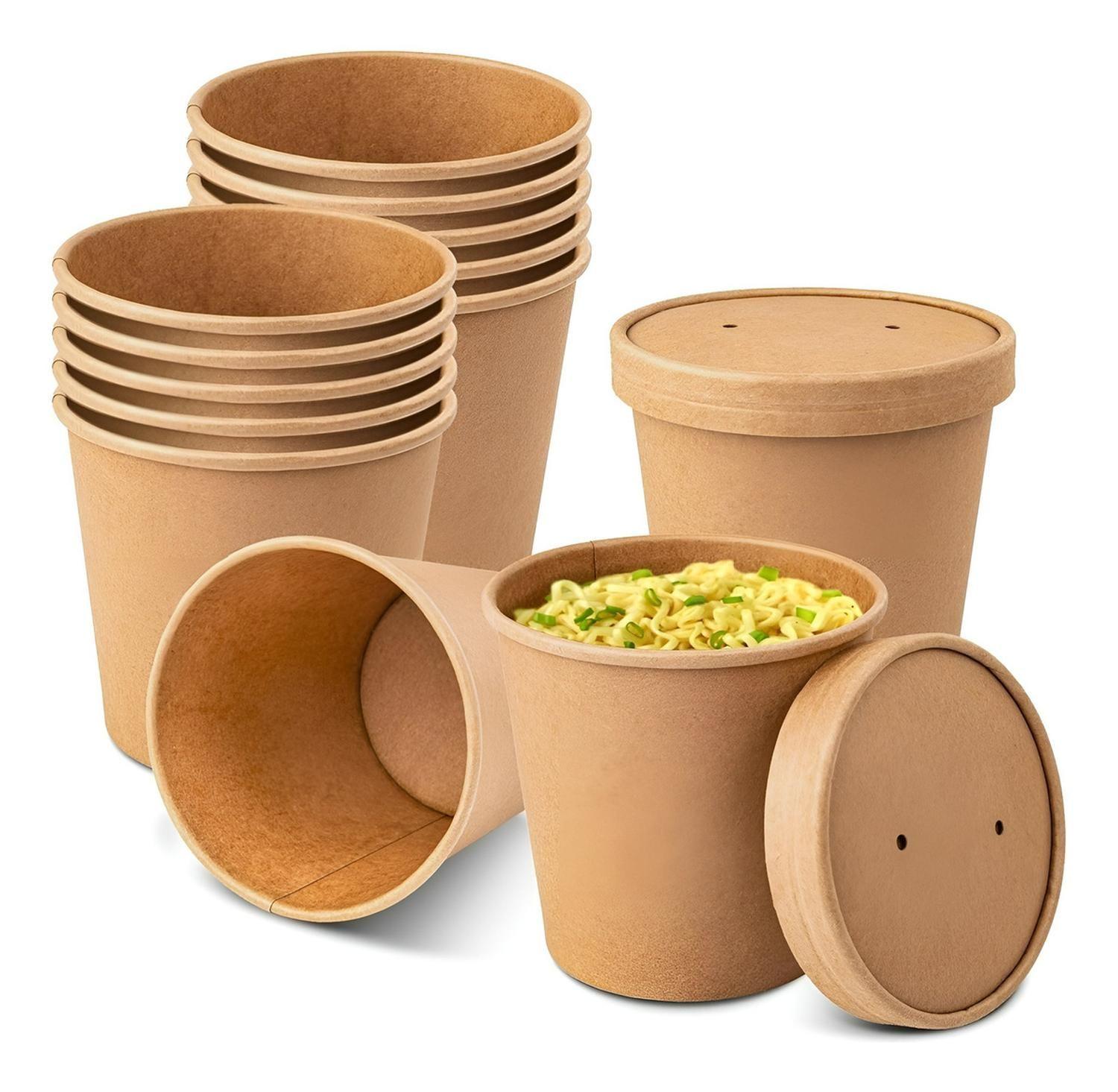 Pote Sopa Contenedor De Alimentos Pote Kraft C/tapa 26oz-0