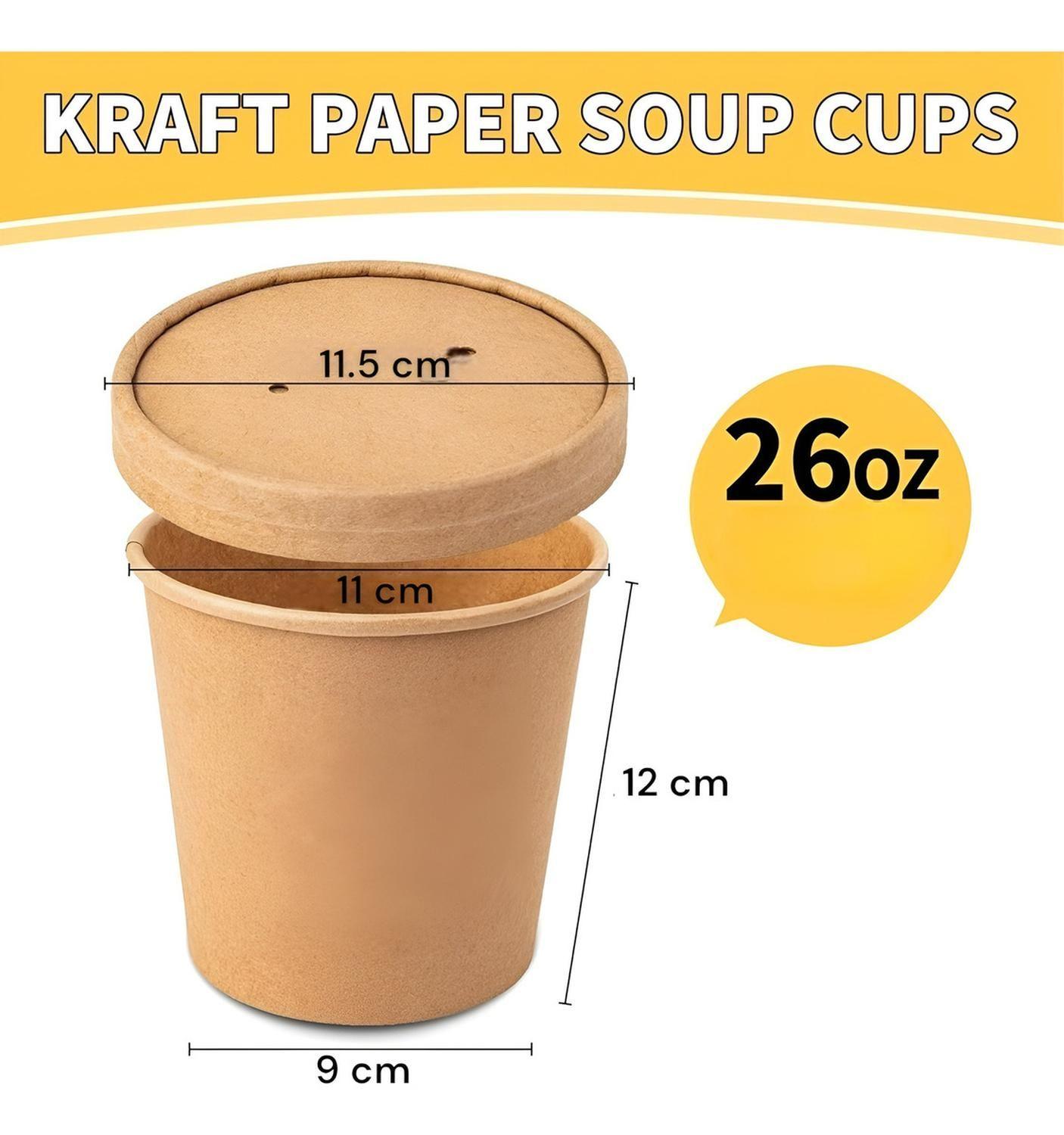 Pote Sopa Contenedor De Alimentos Pote Kraft C/tapa 26oz-2
