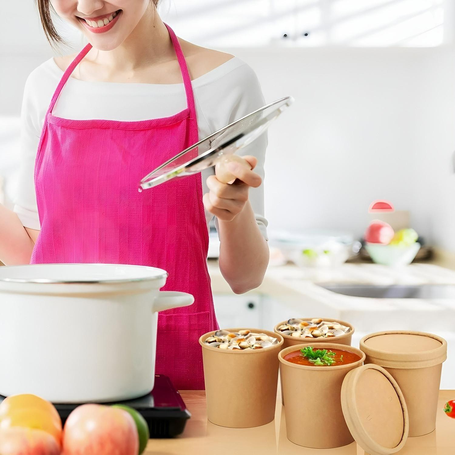 Pote Sopa Contenedor De Alimentos Pote Kraft C/tapa 26oz-4
