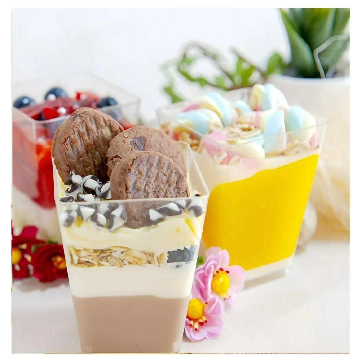 10 Vasos Para Postres Set De Vasos Shot Postres C/tapa 220ml Transparente-4