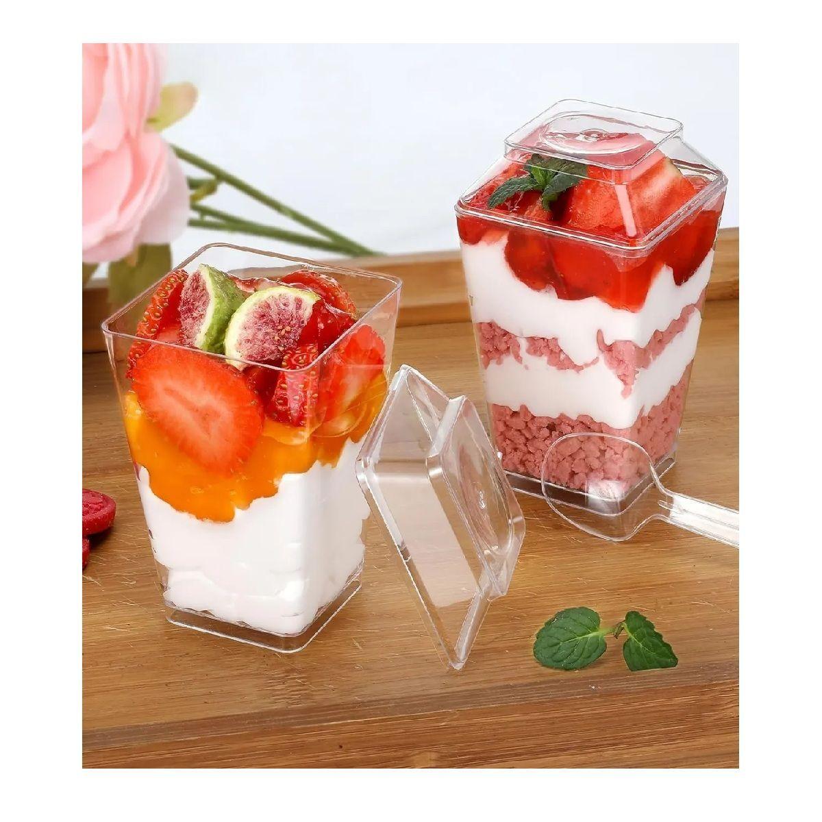 10 Vasos Para Postres Set De Vasos Shot Postres C/tapa 220ml Transparente-7