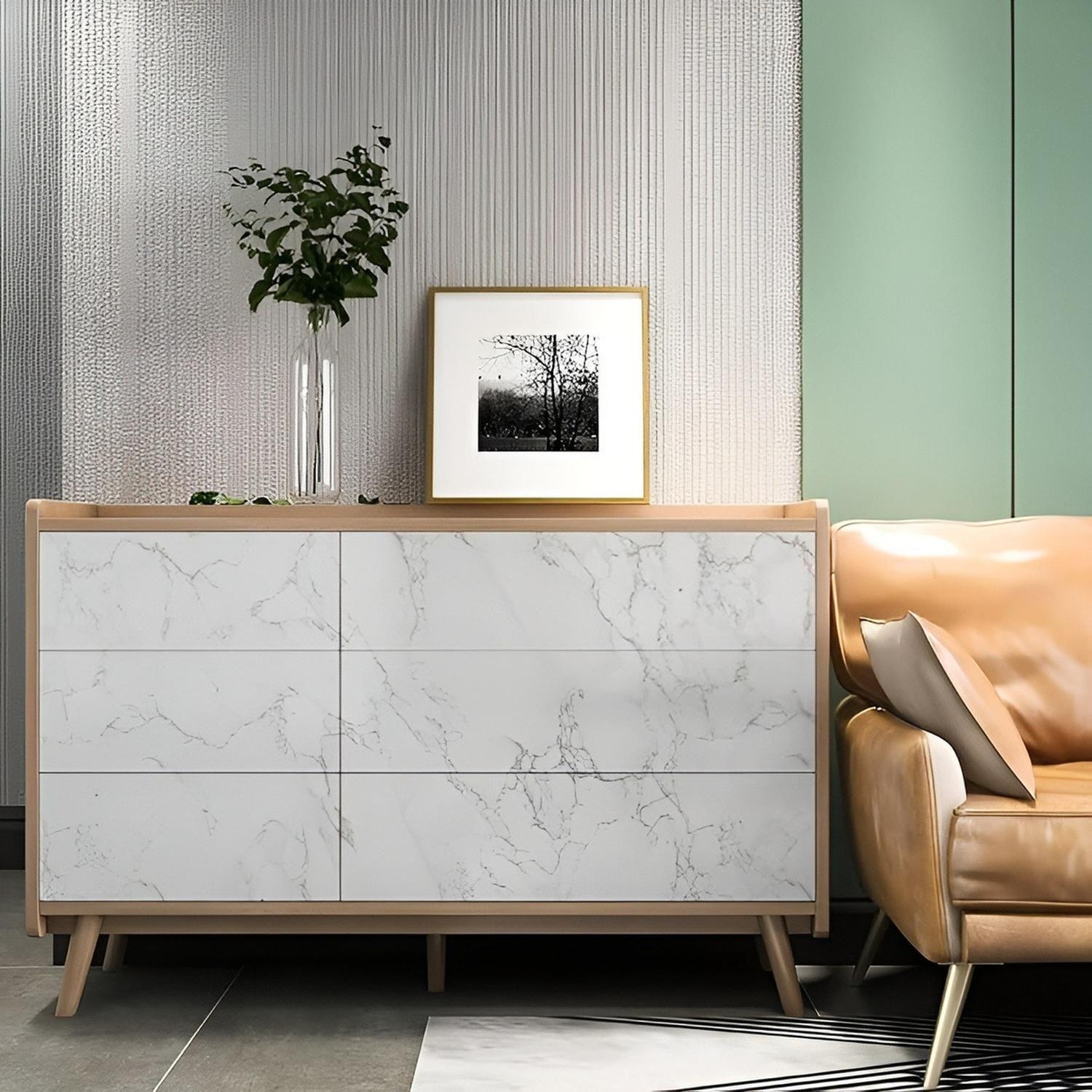 [GR-111254] Papel Mural Pvc Autoadhesivo Papel Para Pared 10mts Marmol Beige-4