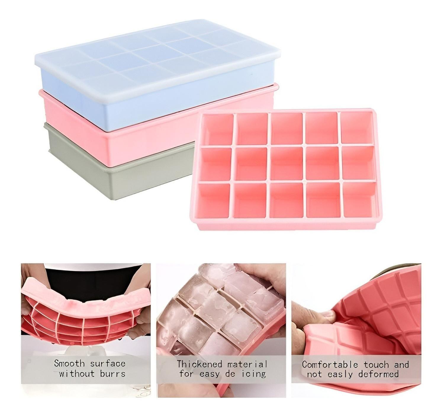 Pack X4 Cubetas De Hielo Cubetera Hielo Moldes C/tapa 15cav Rosa-9
