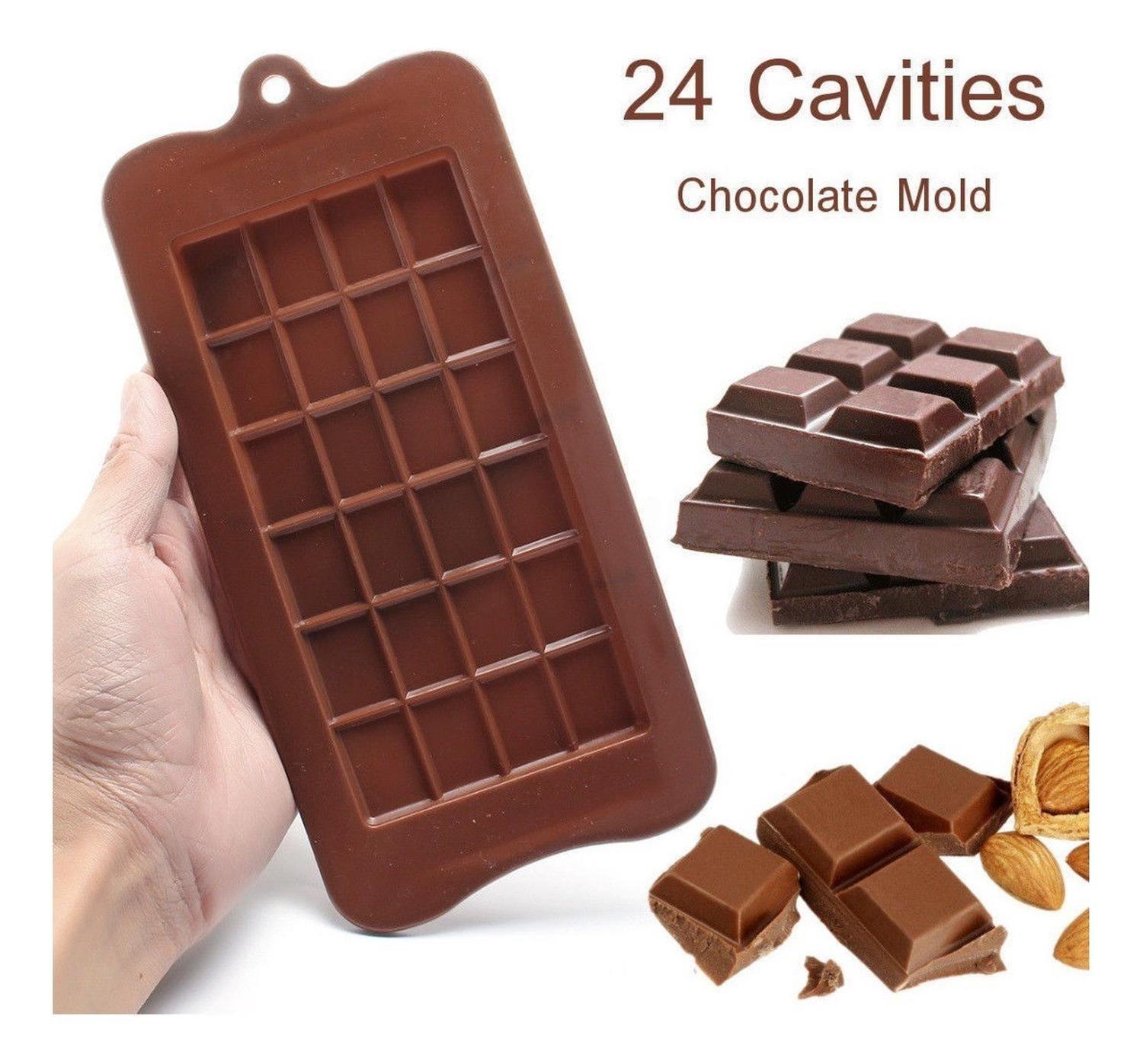Pack 4 Moldes De Chocolate Molde Barra De Chocolate Silicona Marrón-3