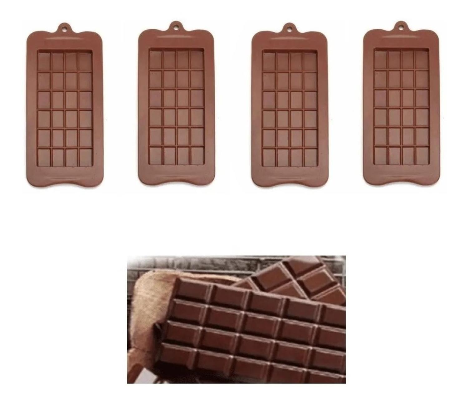 Pack 4 Moldes De Chocolate Molde Barra De Chocolate Silicona Marrón-4