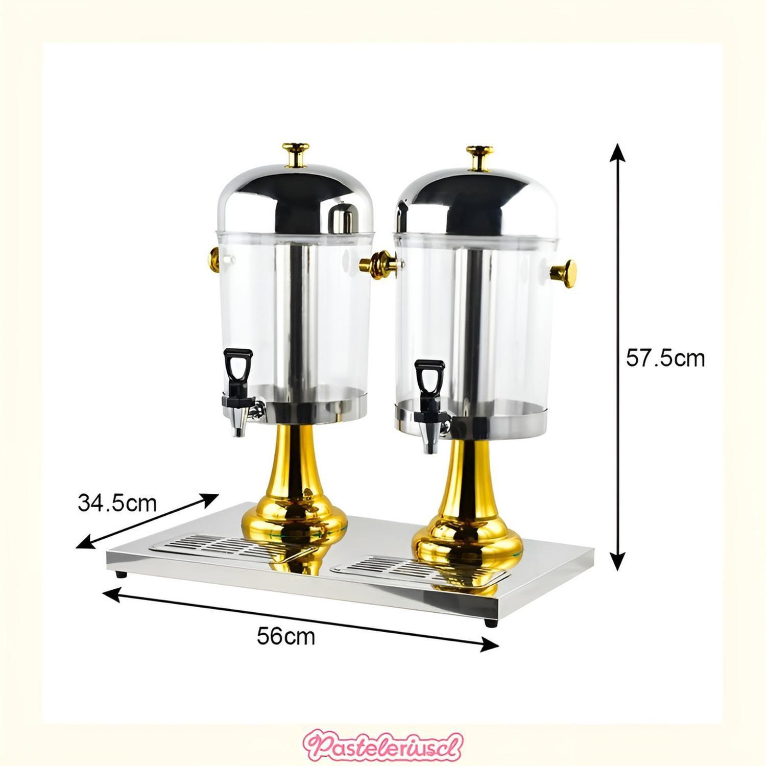 Dispensadores Dobles De Bebidas Con Soporte Dispensador 4.5l Plateado Con Dorado-2