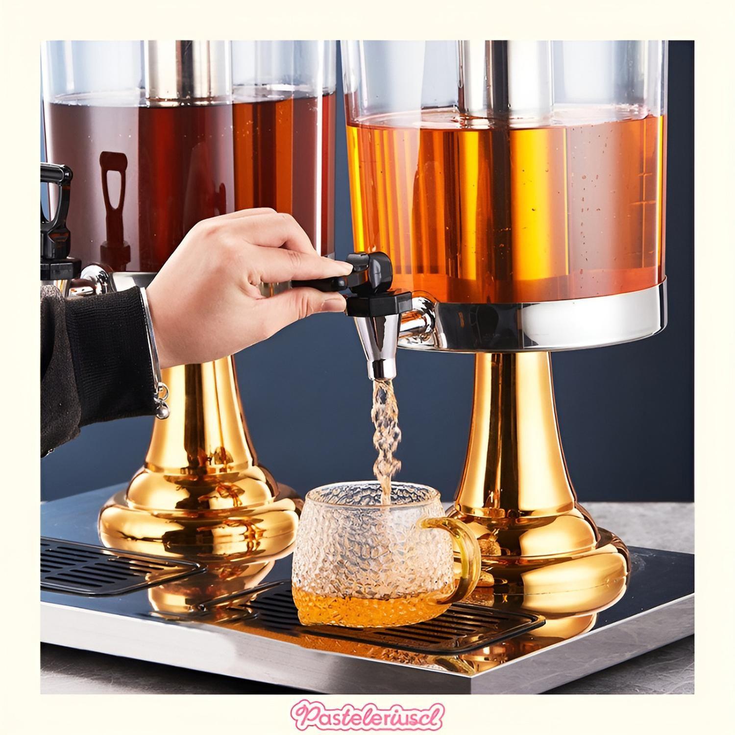 Dispensadores Dobles De Bebidas Con Soporte Dispensador 4.5l Plateado Con Dorado-3