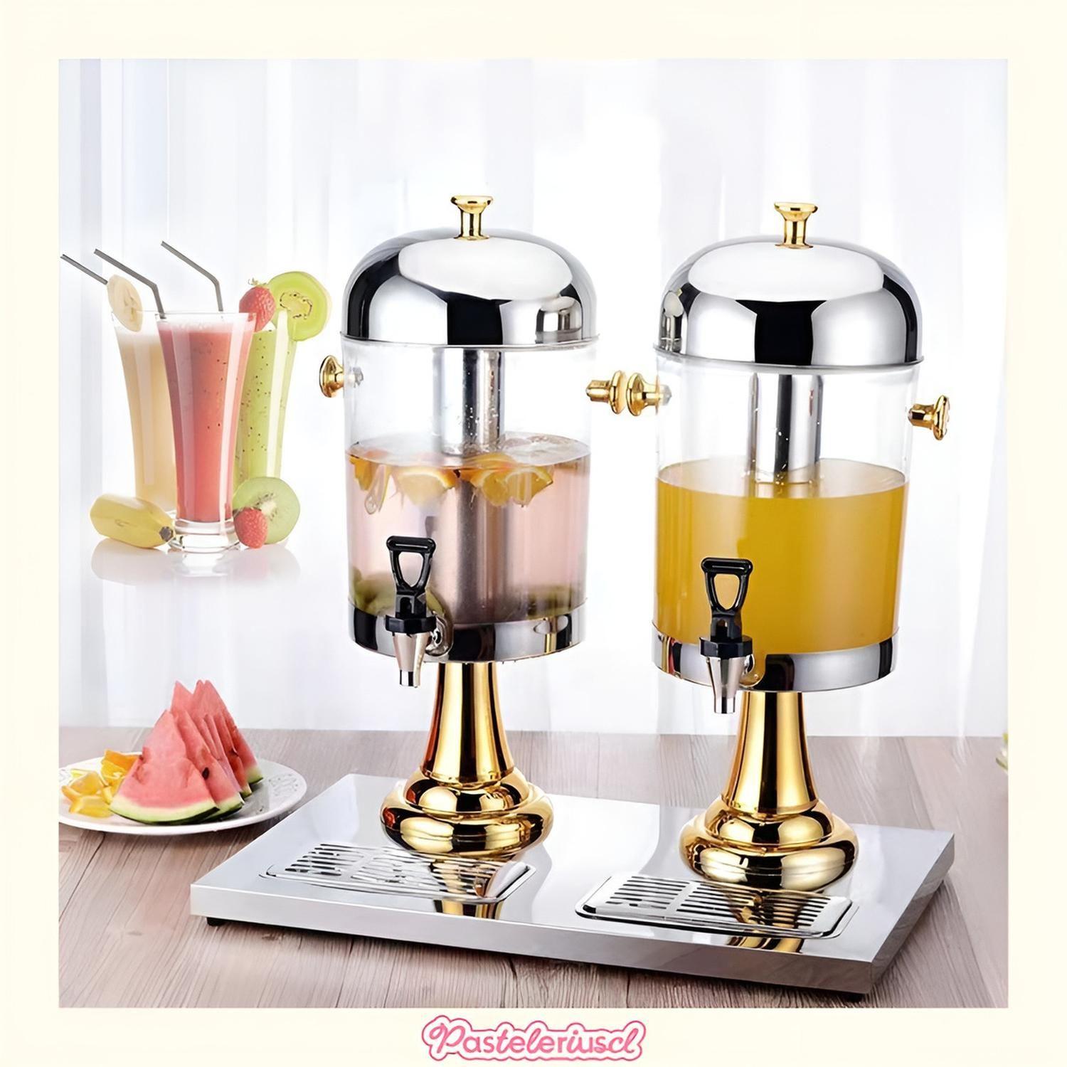 Dispensadores Dobles De Bebidas Con Soporte Dispensador 4.5l Plateado Con Dorado-5