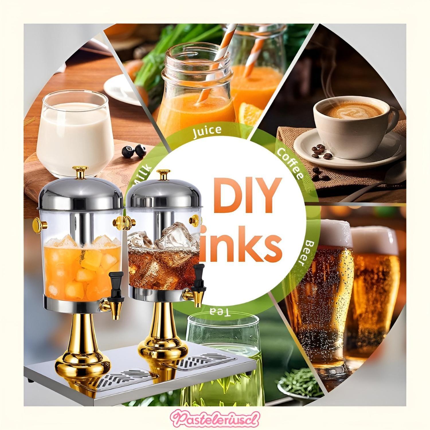 Dispensadores Dobles De Bebidas Con Soporte Dispensador 4.5l Plateado Con Dorado-6