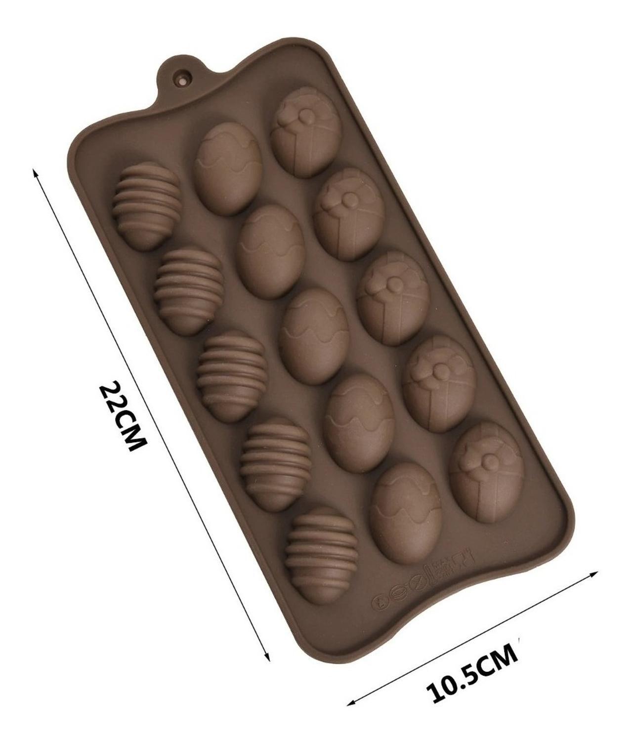 2 Moldes Para Chocolates Silicona Huevo Pascua Molde Huevito Marrón-4