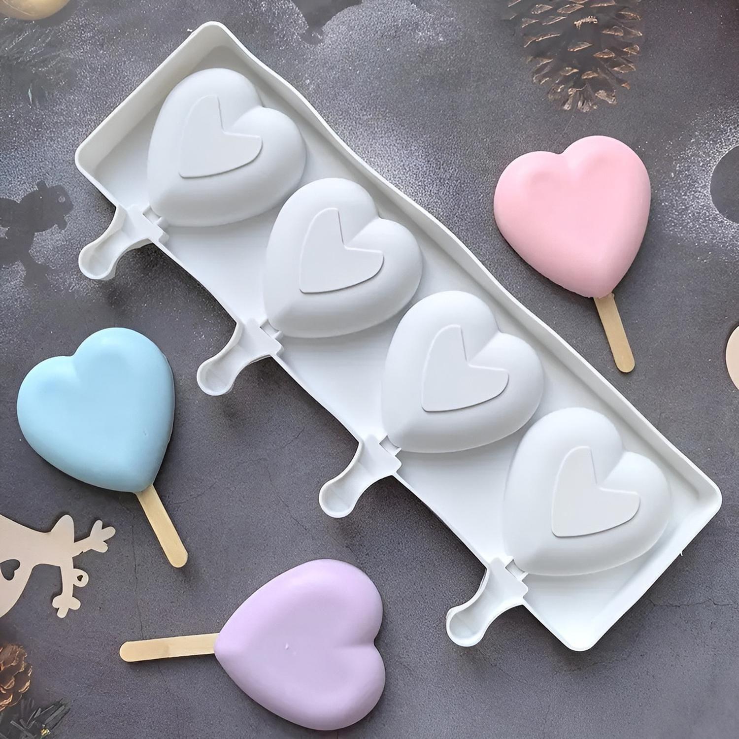 2 Moldes Silicona Reposteria Molde Helados Paletas Corazon 4c Moldes Para Helados Paletas Molde De S-3