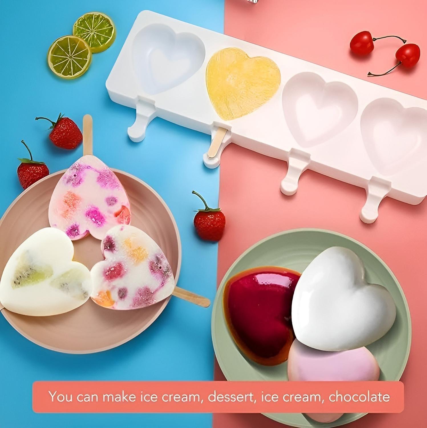 2 Moldes Silicona Reposteria Molde Helados Paletas Corazon 4c Moldes Para Helados Paletas Molde De S-4