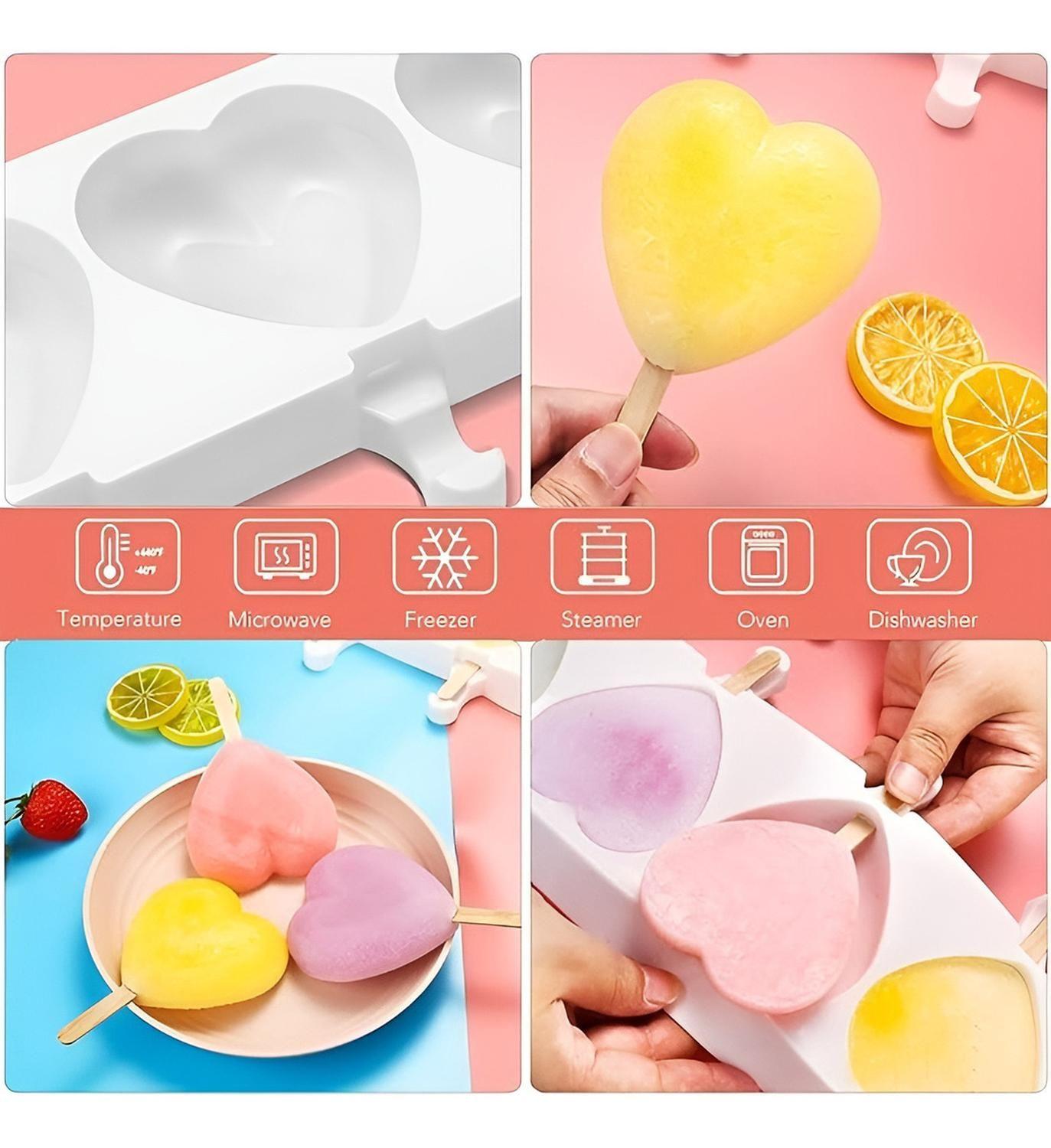 2 Moldes Silicona Reposteria Molde Helados Paletas Corazon 4c Moldes Para Helados Paletas Molde De S-8