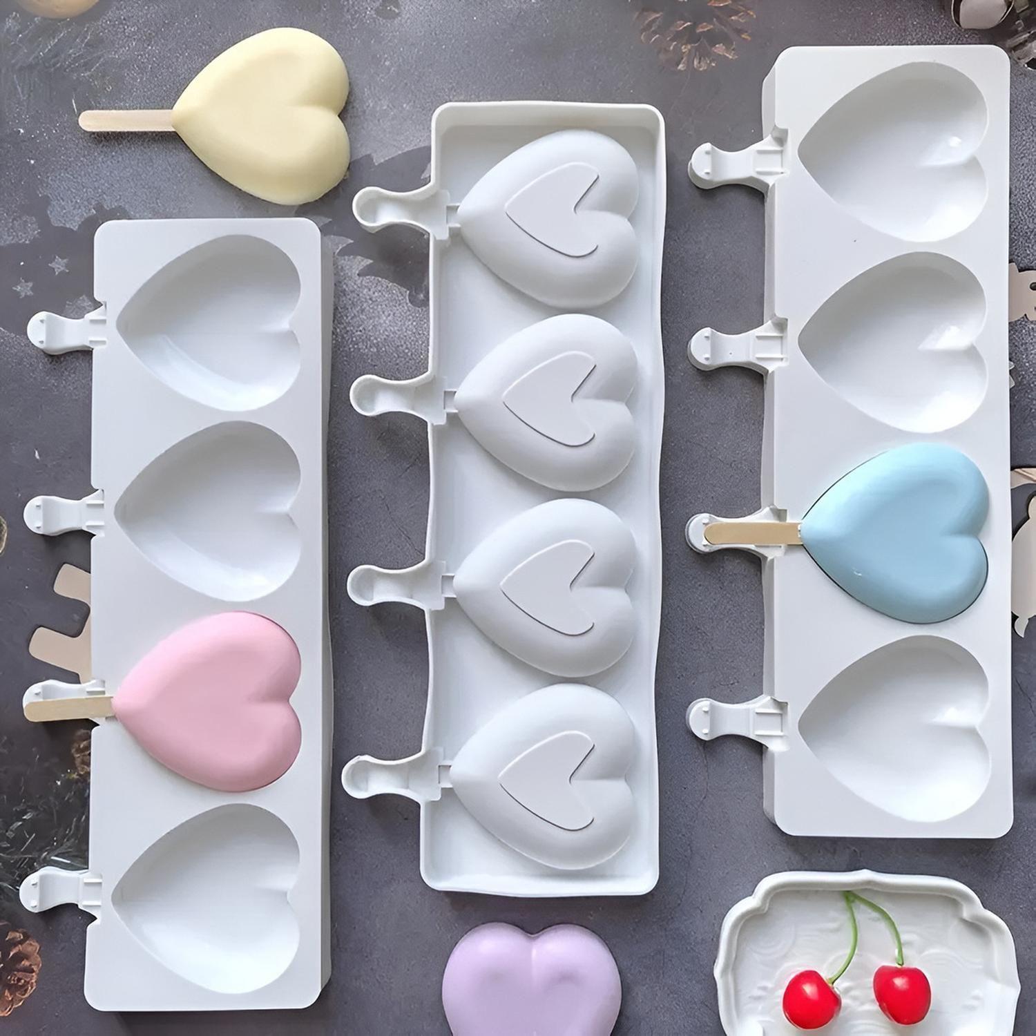 2 Moldes Silicona Reposteria Molde Helados Paletas Corazon 4c Moldes Para Helados Paletas Molde De S-9