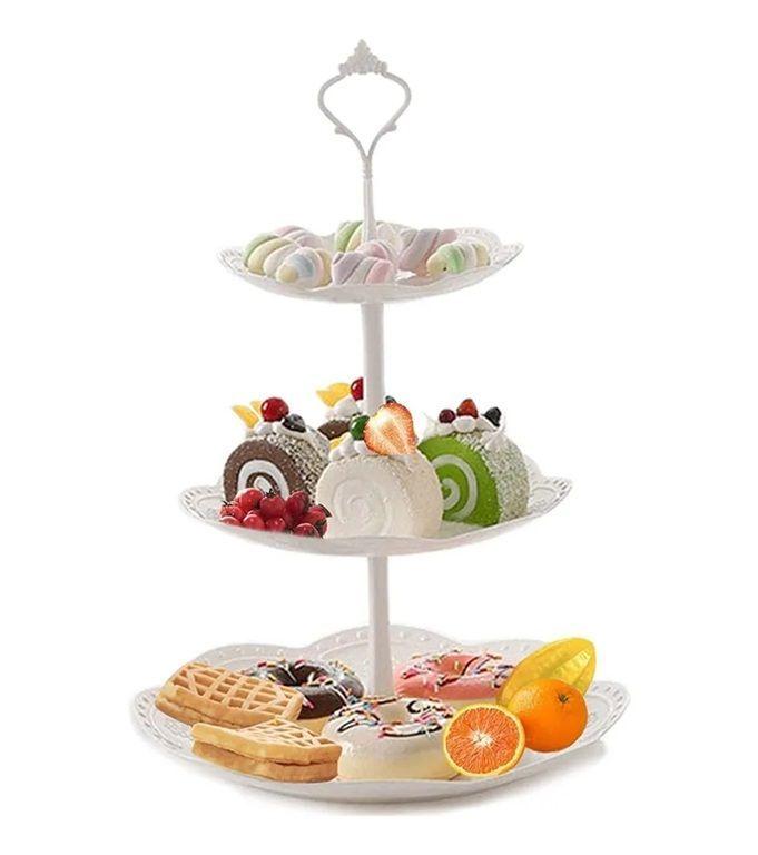 X2 Porta Torta Porta Cupcakes Torre Porta Cupcake Porta Cupcake Porta Torta Soporte Cupcake Plástico-4