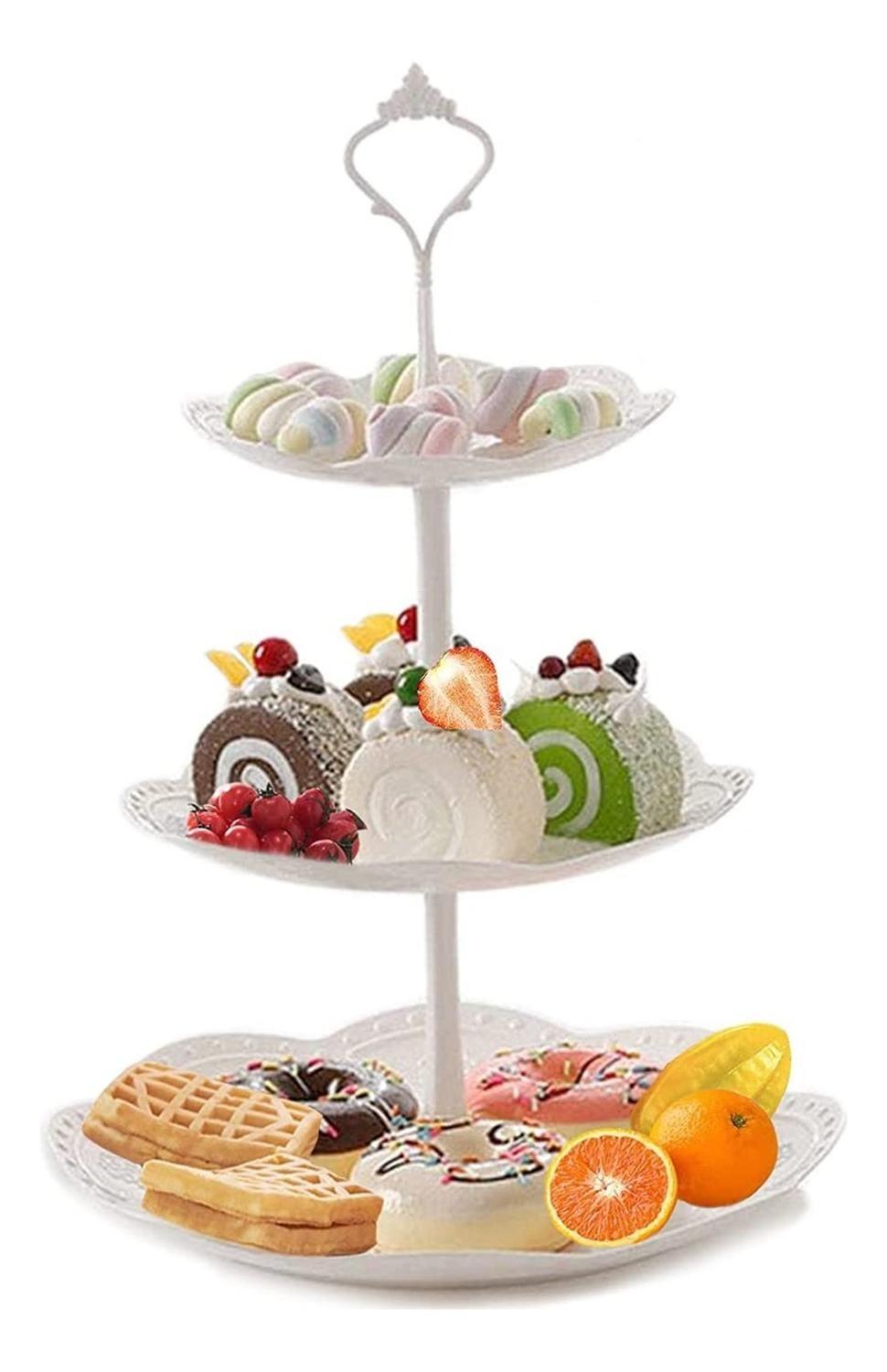 Pack X2 Porta Torta Porta Cupcakes Torre Porta Cupcake Blanco-3