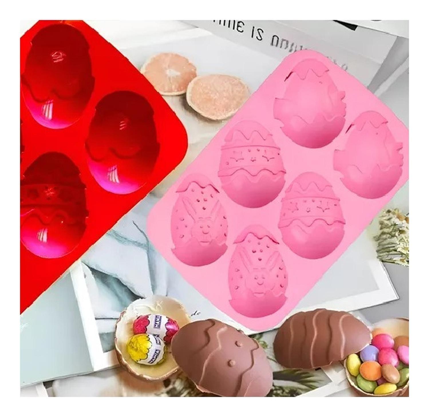 Pack X2 Moldes Chocolate Silicona Molde Huevo Pascua Conejo-3