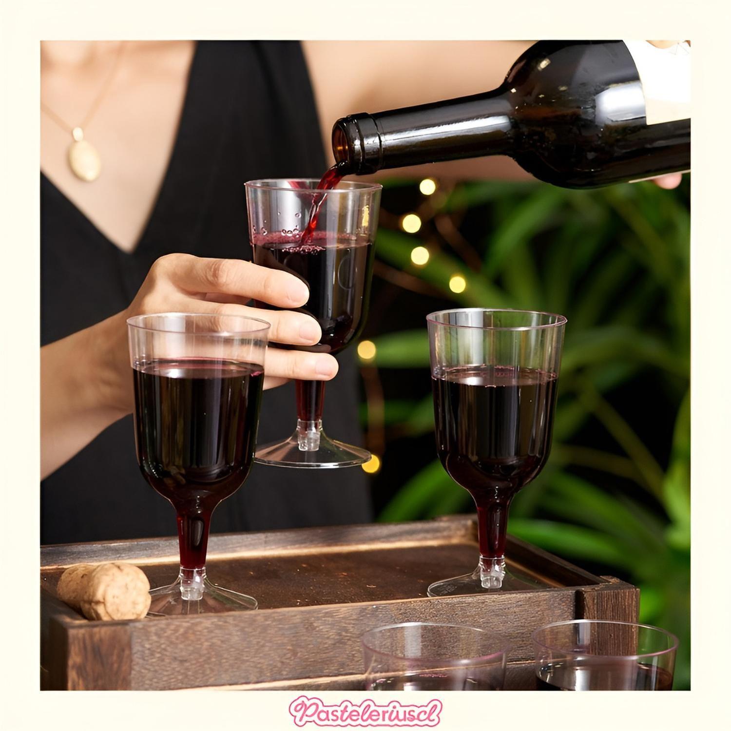 60 Copas De Vino Copas Plastico Desechables Transparente 6oz Transparente-3