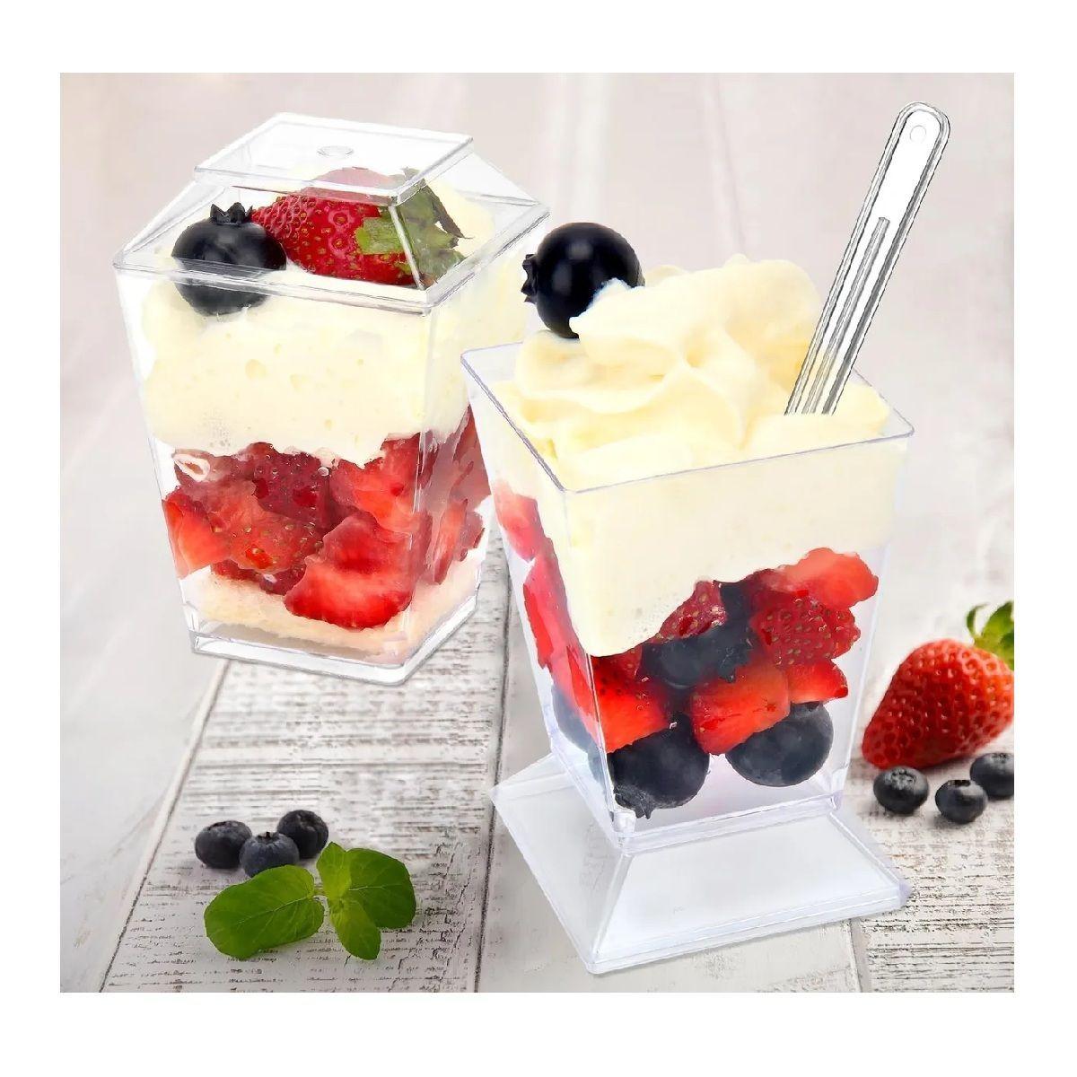 20 Vasos Para Postres Set De Vasos Shot Postres C/tapa 110ml Blanco-3