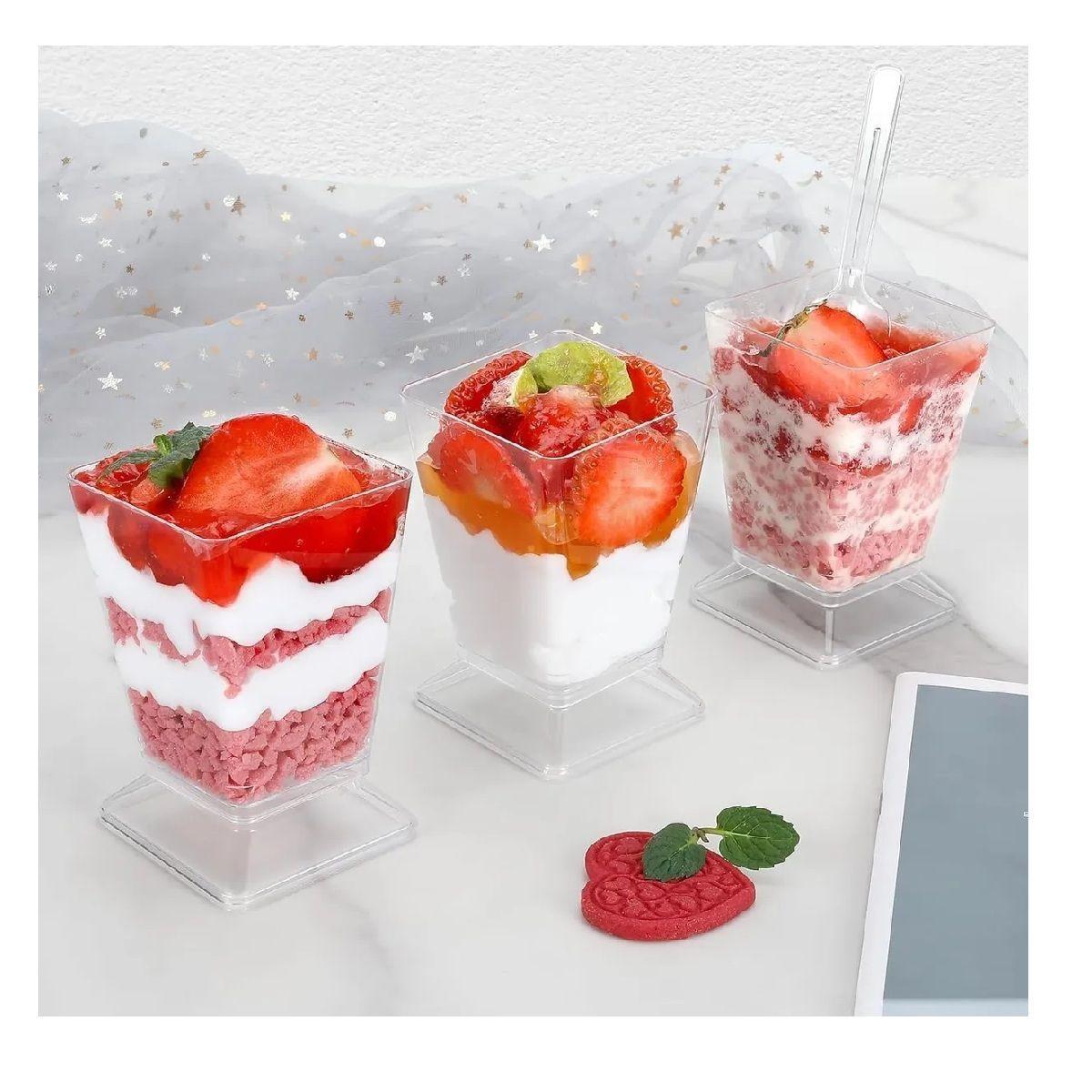 20 Vasos Para Postres Set De Vasos Shot Postres C/tapa 110ml Blanco-4