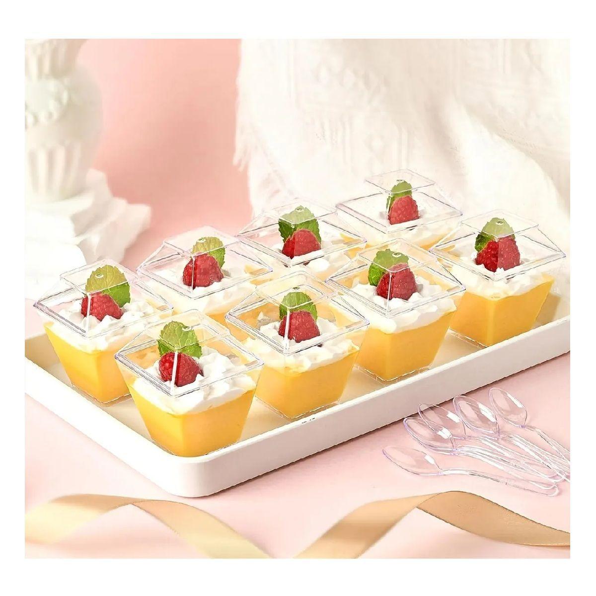 20 Vasos Para Postres Set De Vasos Shot Postres C/tapa 110ml Blanco-5