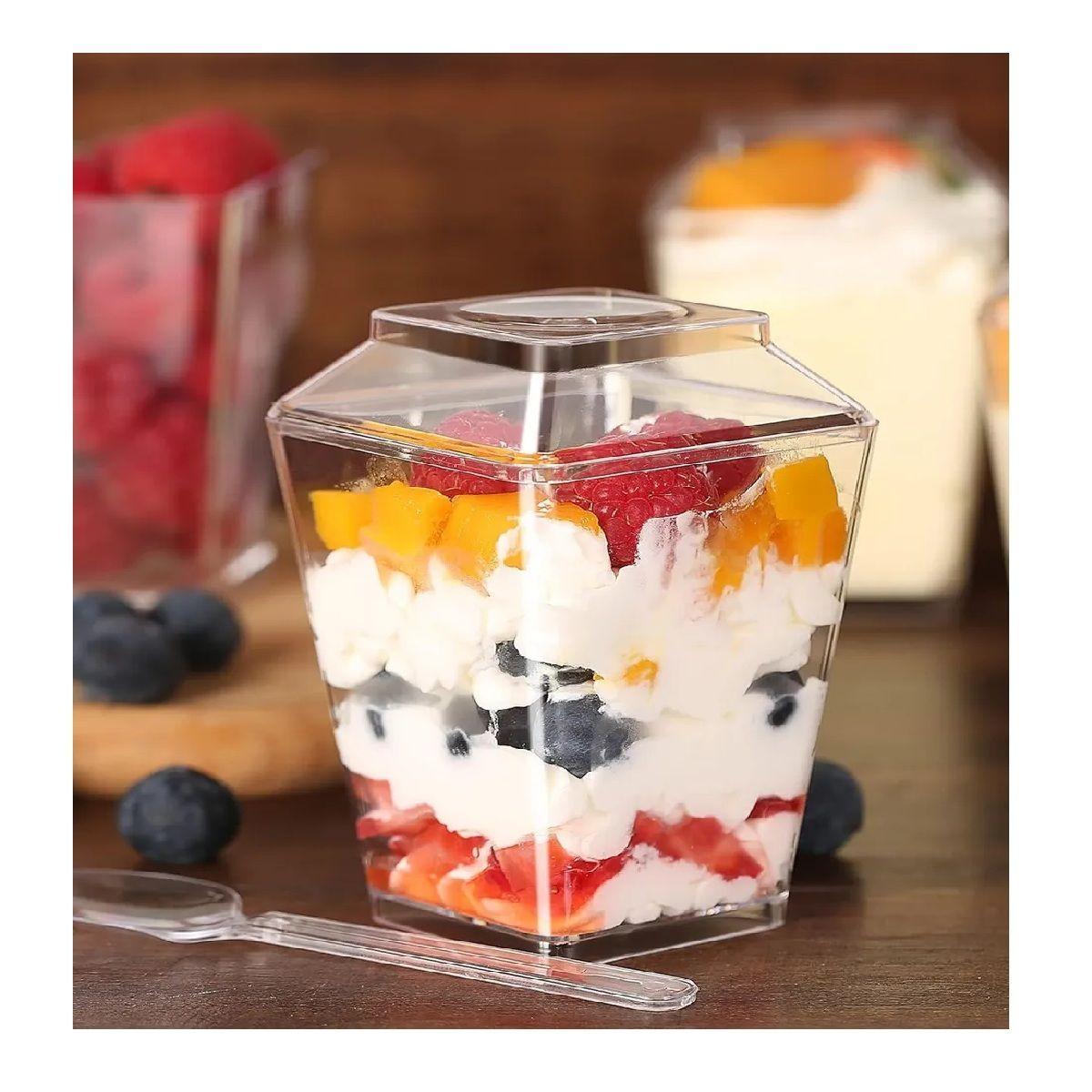 20 Vasos Para Postres Set De Vasos Shot Postres C/tapa 110ml Blanco-6