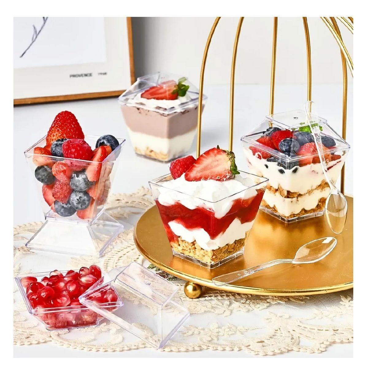 20 Vasos Para Postres Set De Vasos Shot Postres C/tapa 110ml Blanco-7