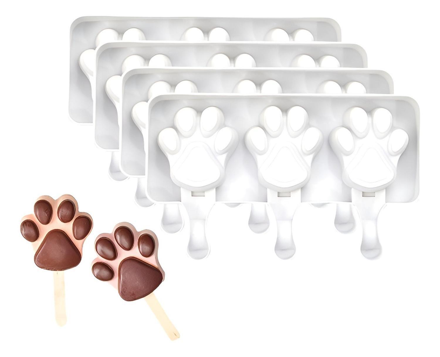 X4 Molde Helado Silicona Molde Helados Moldes Paleta Patitas Color Blanco-0