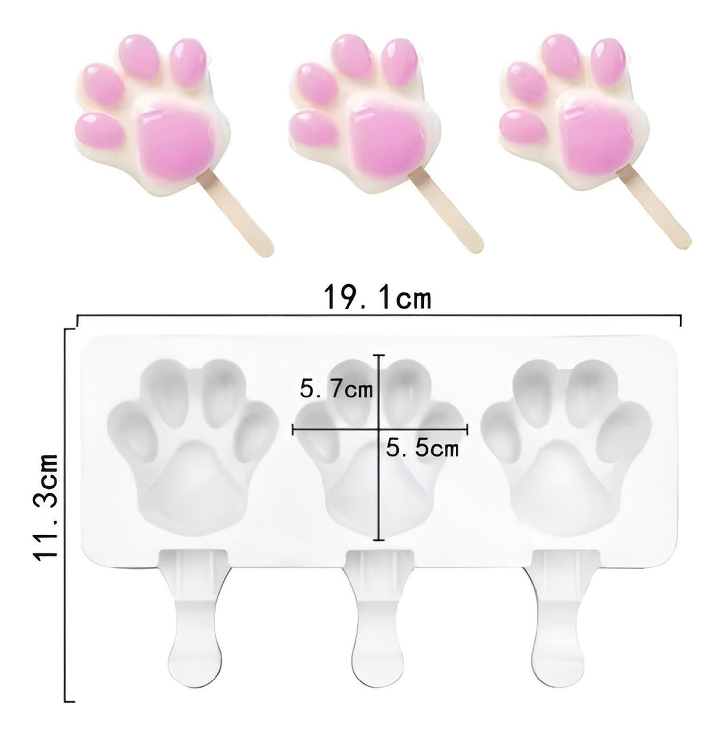 X4 Molde Helado Silicona Molde Helados Moldes Paleta Patitas Color Blanco-2