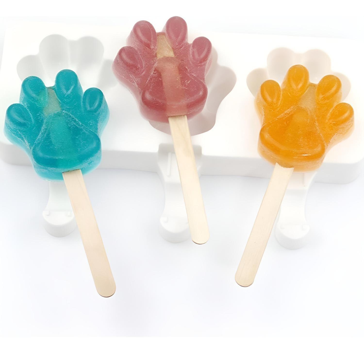 X4 Molde Helado Silicona Molde Helados Moldes Paleta Patitas Color Blanco-6