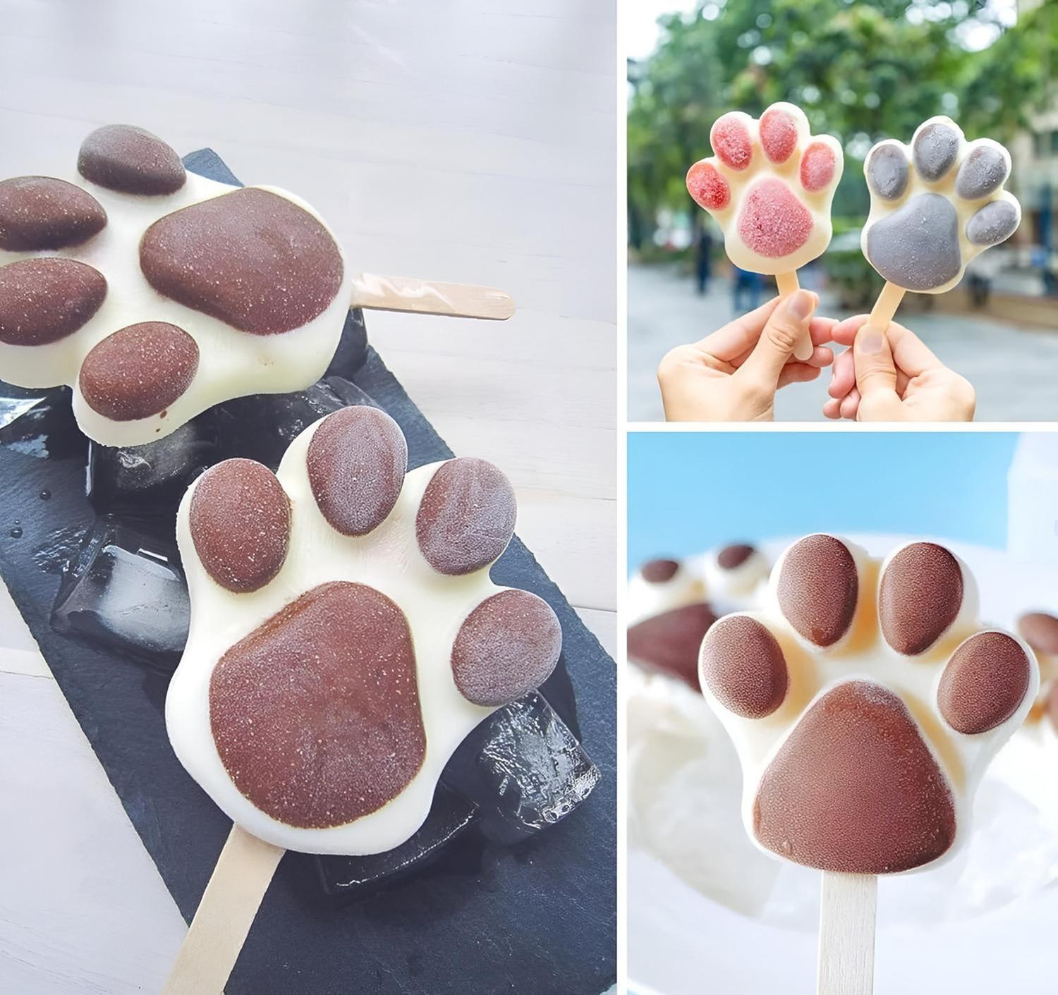 X4 Molde Helado Silicona Molde Helados Moldes Paleta Patitas Color Blanco-7