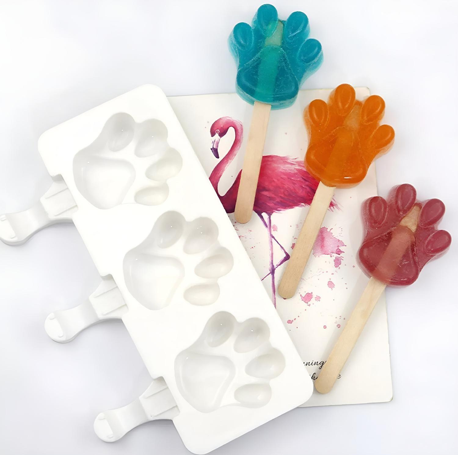 X4 Molde Helado Silicona Molde Helados Moldes Paleta Patitas Color Blanco-8