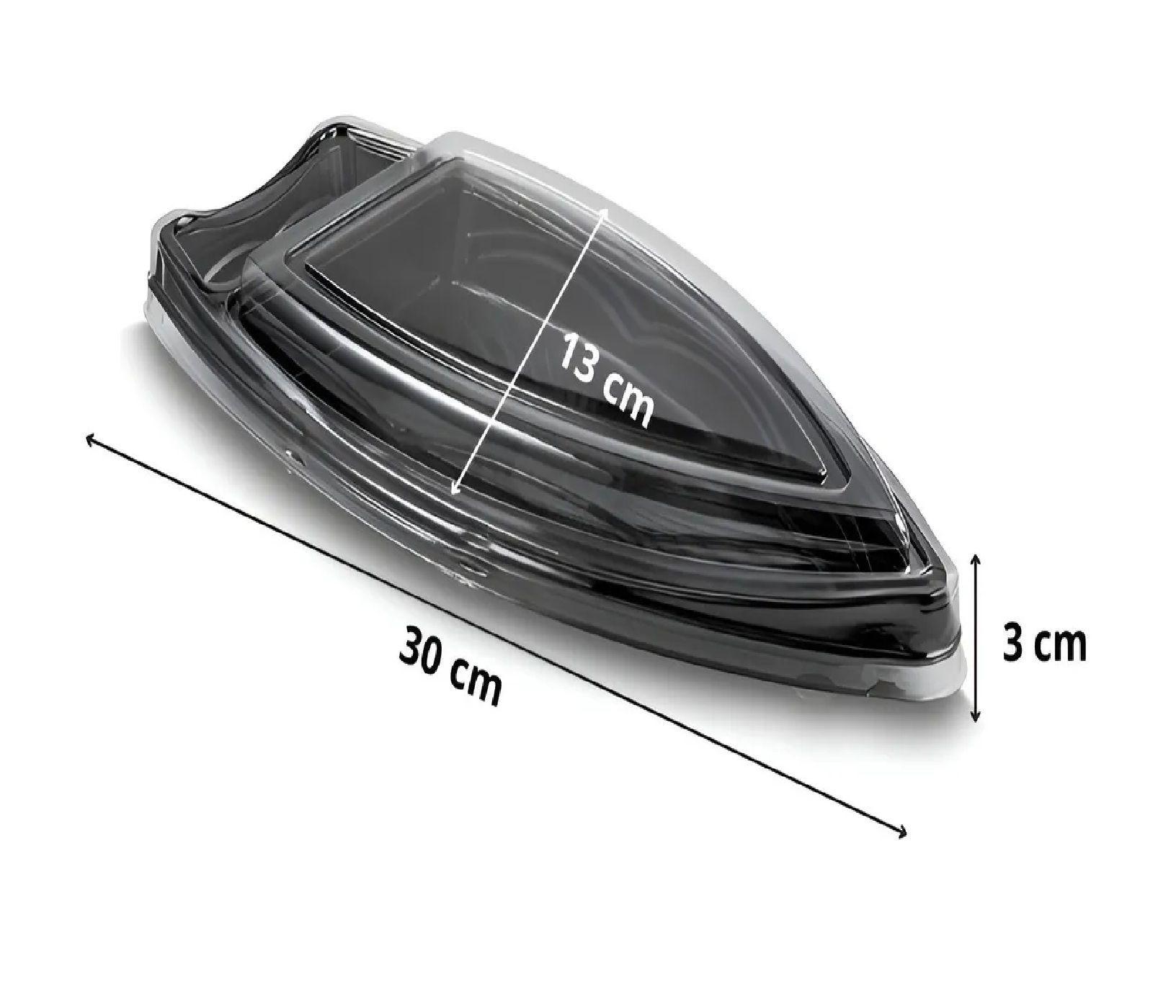 100 Envases Sushi Envase Negro Sushi Barco Desechables 30cm-2