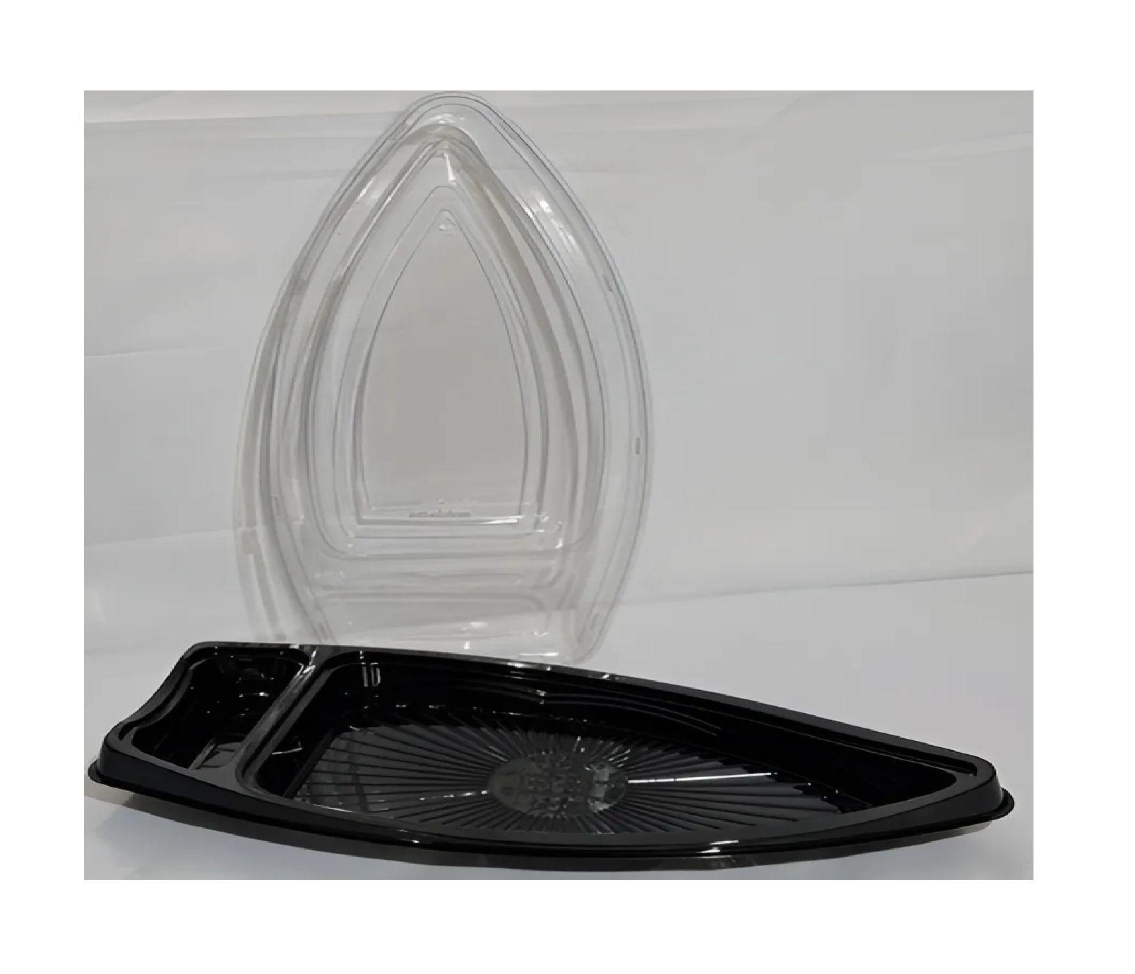 100 Envases Sushi Envase Negro Sushi Barco Desechables 30cm-3