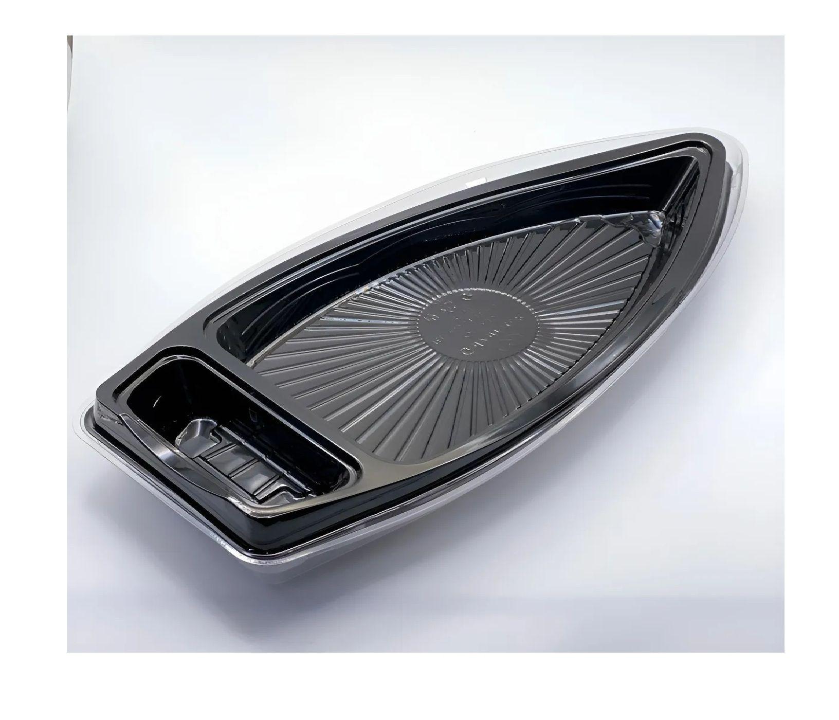 100 Envases Sushi Envase Negro Sushi Barco Desechables 30cm-4