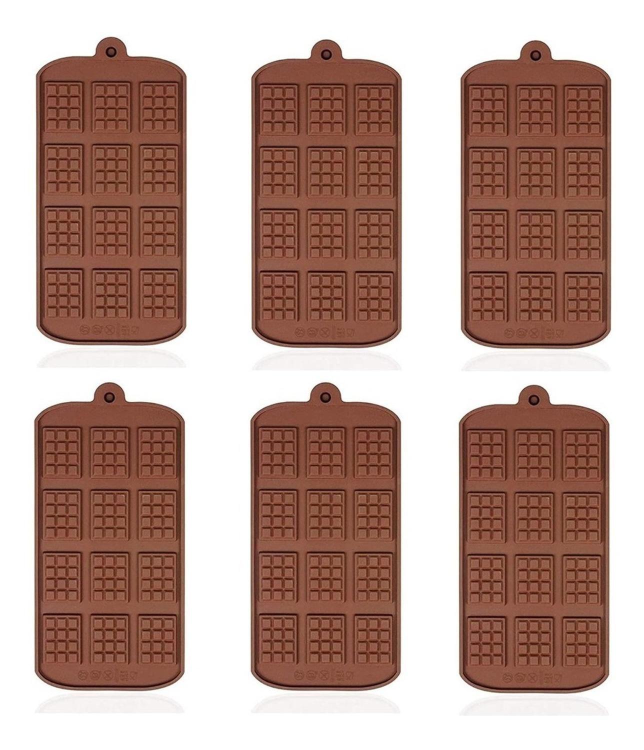 6 Moldes De Chocolate Molde Barra Chocolate Silicona Barrita Marrón-0