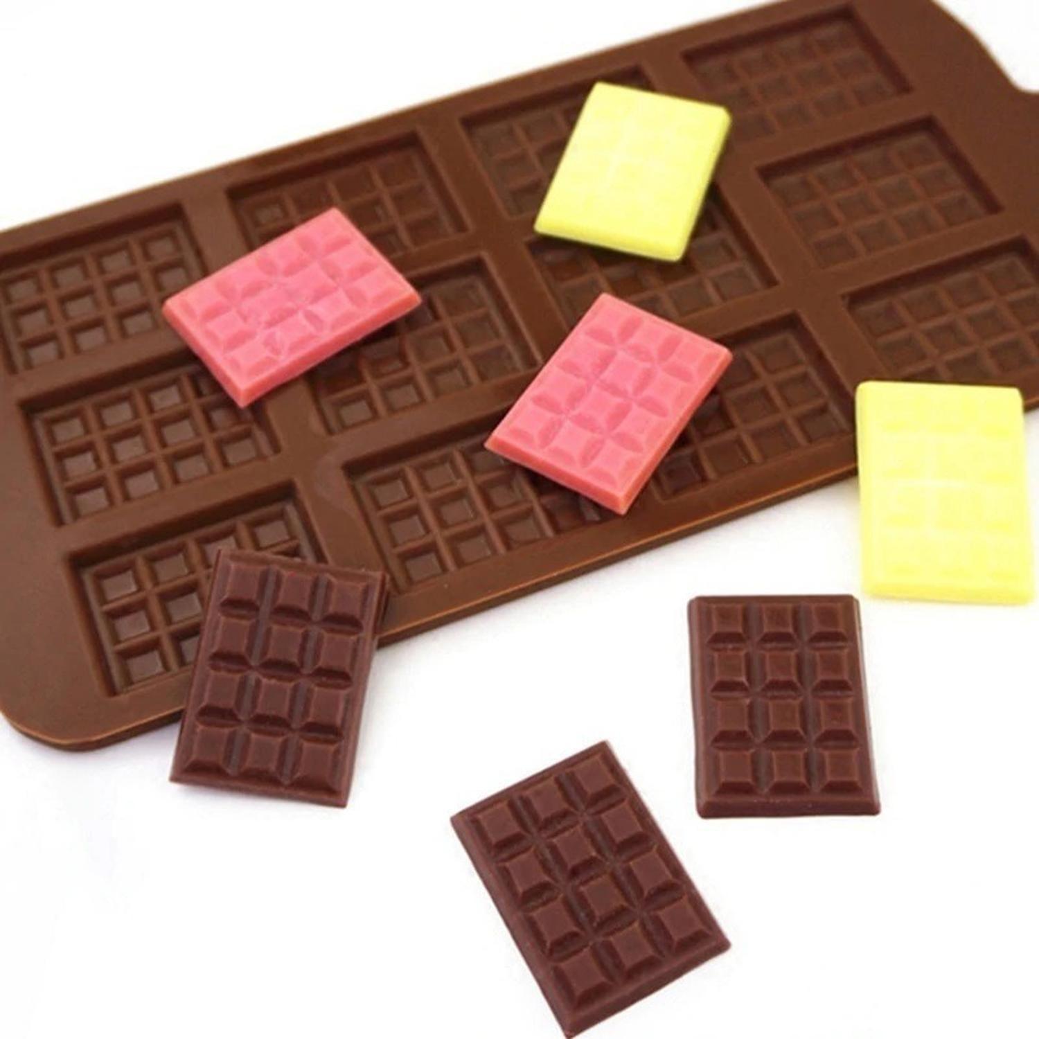 6 Moldes De Chocolate Molde Barra Chocolate Silicona Barrita Marrón-3
