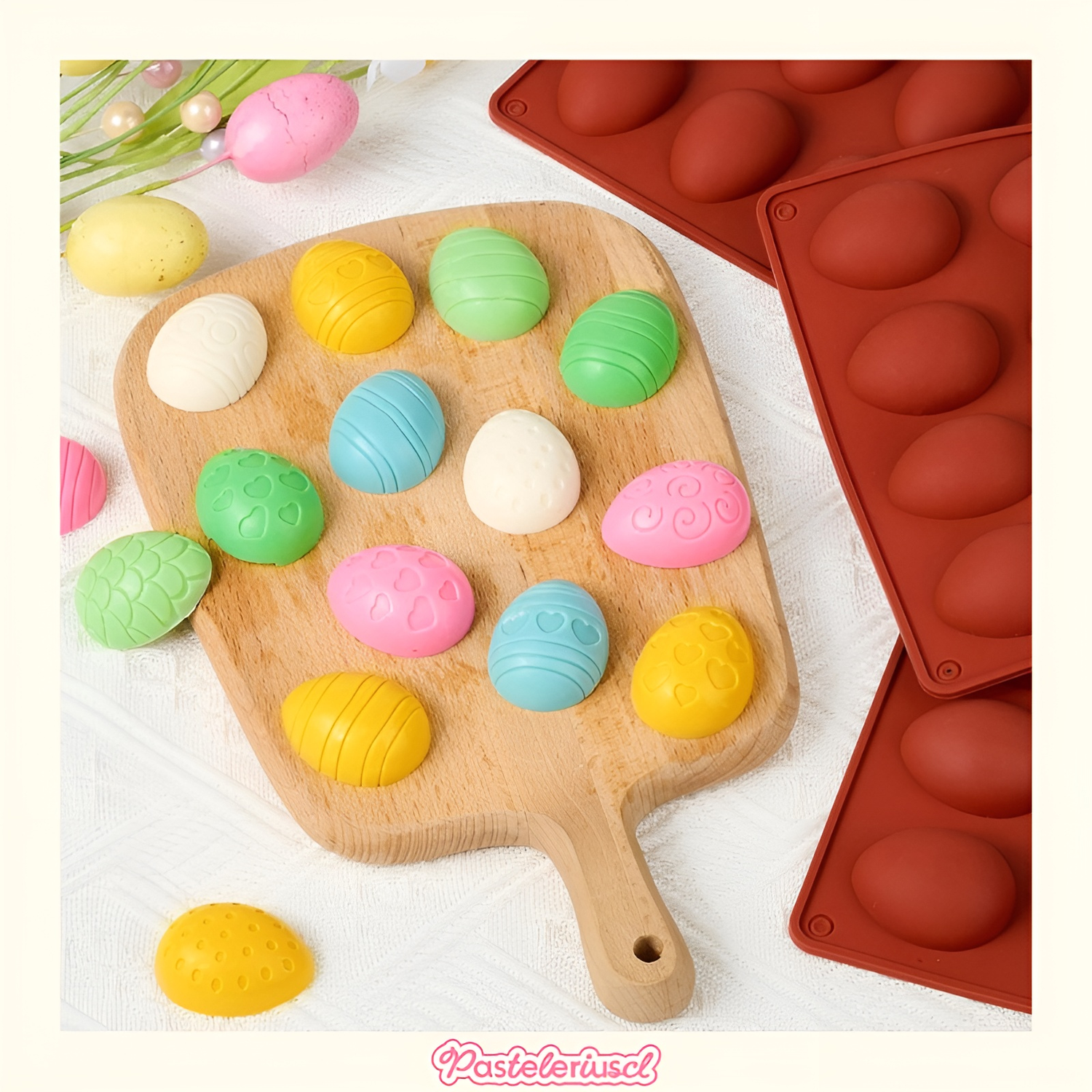 Moldes de chocolate huevos de Pascua 12cav molde en forma de huevo para hacer chocolate dulces-8