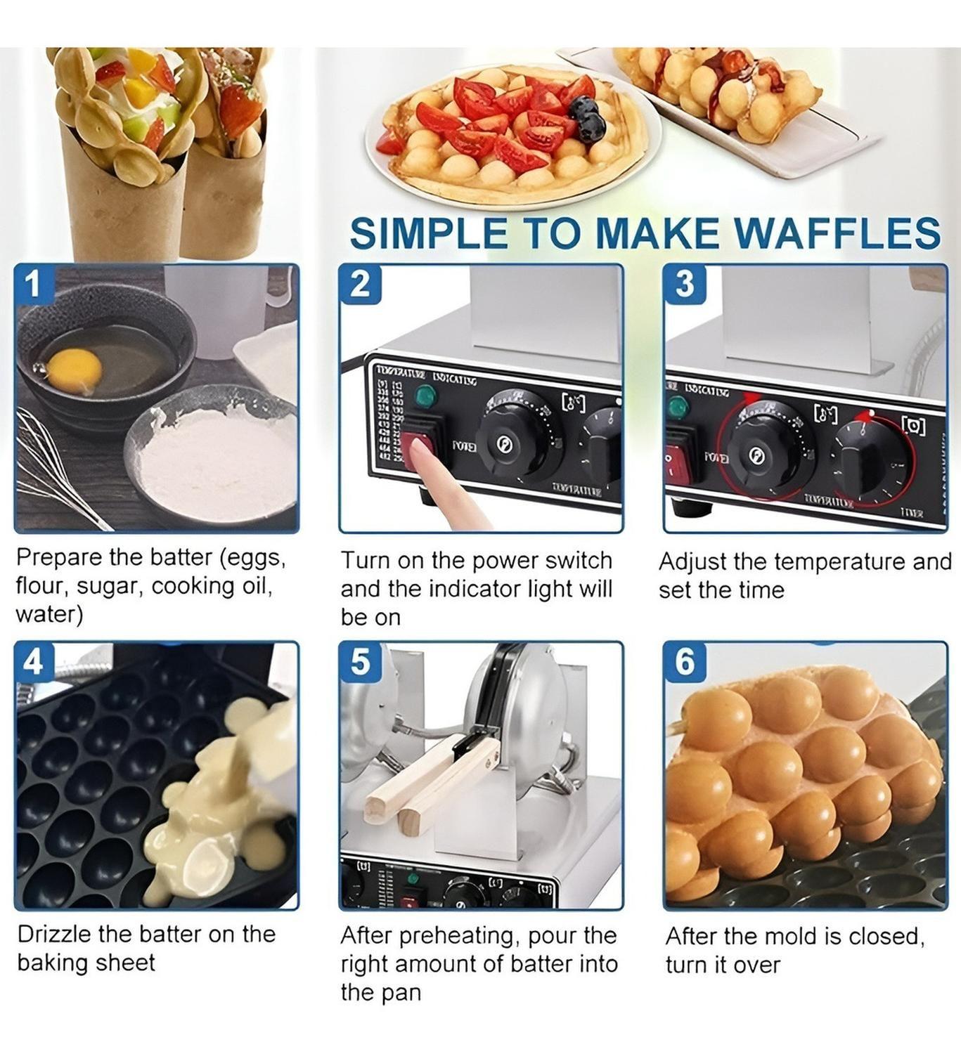 Waflera Doble Wuafleras Wafleras Con Formas Waffles Burbuja-3