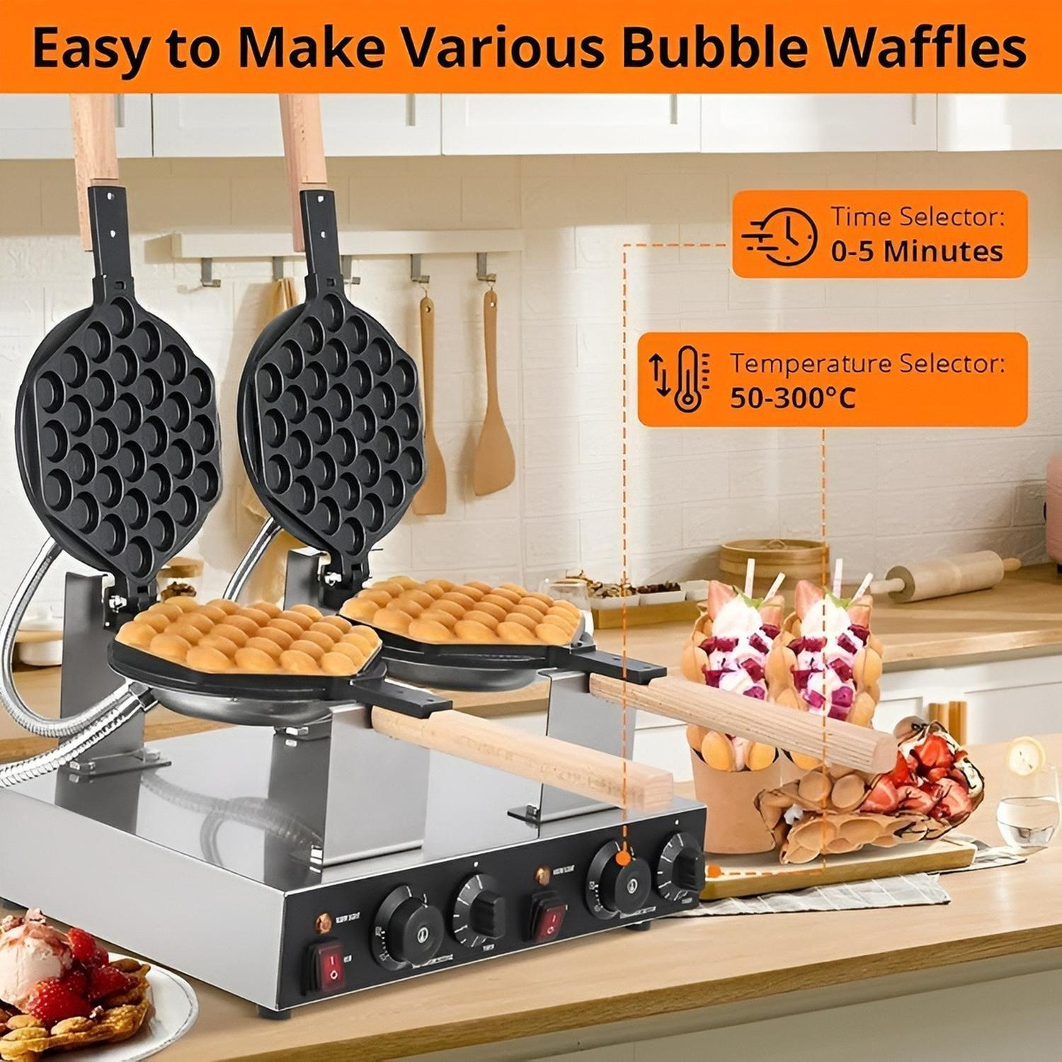 Waflera Doble Wuafleras Wafleras Con Formas Waffles Burbuja-4