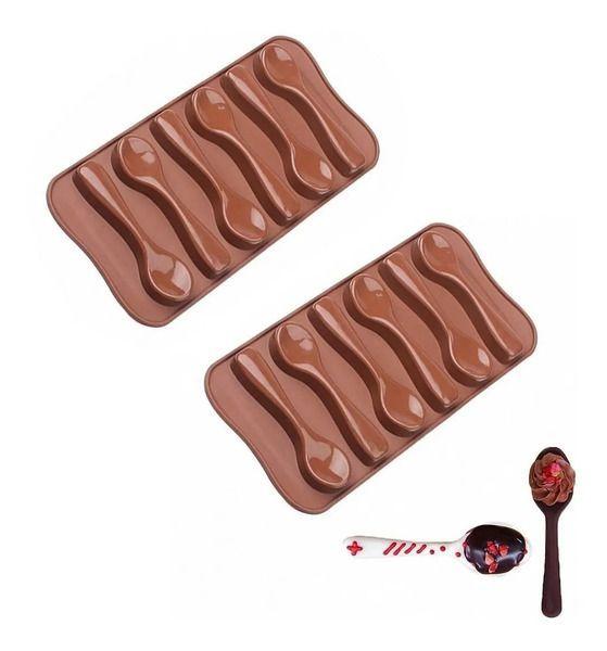 Pack X2 Molde Chocolate Moldes Silicona Chocolate Cucharas-6